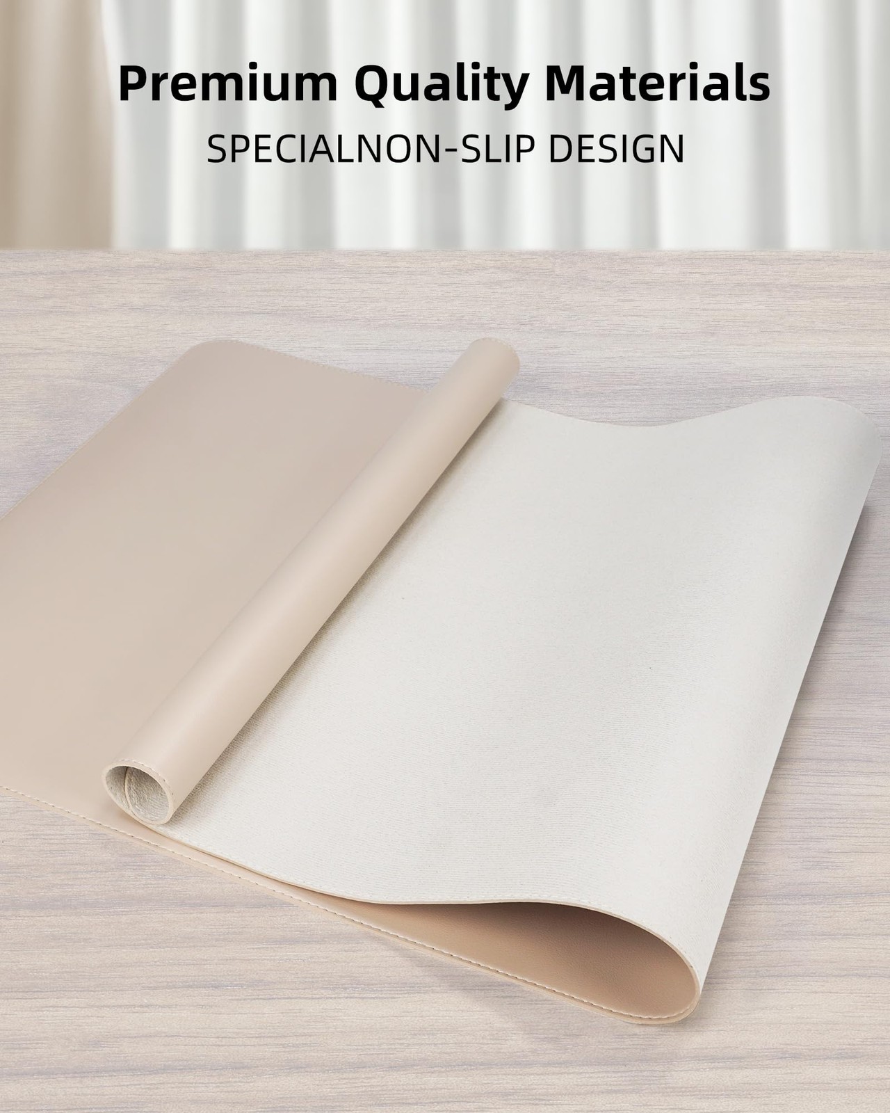 NonSlip Waterproof PU Leather Desk Pad Mat Mouse Laptop 23.6×13.7 In Beige