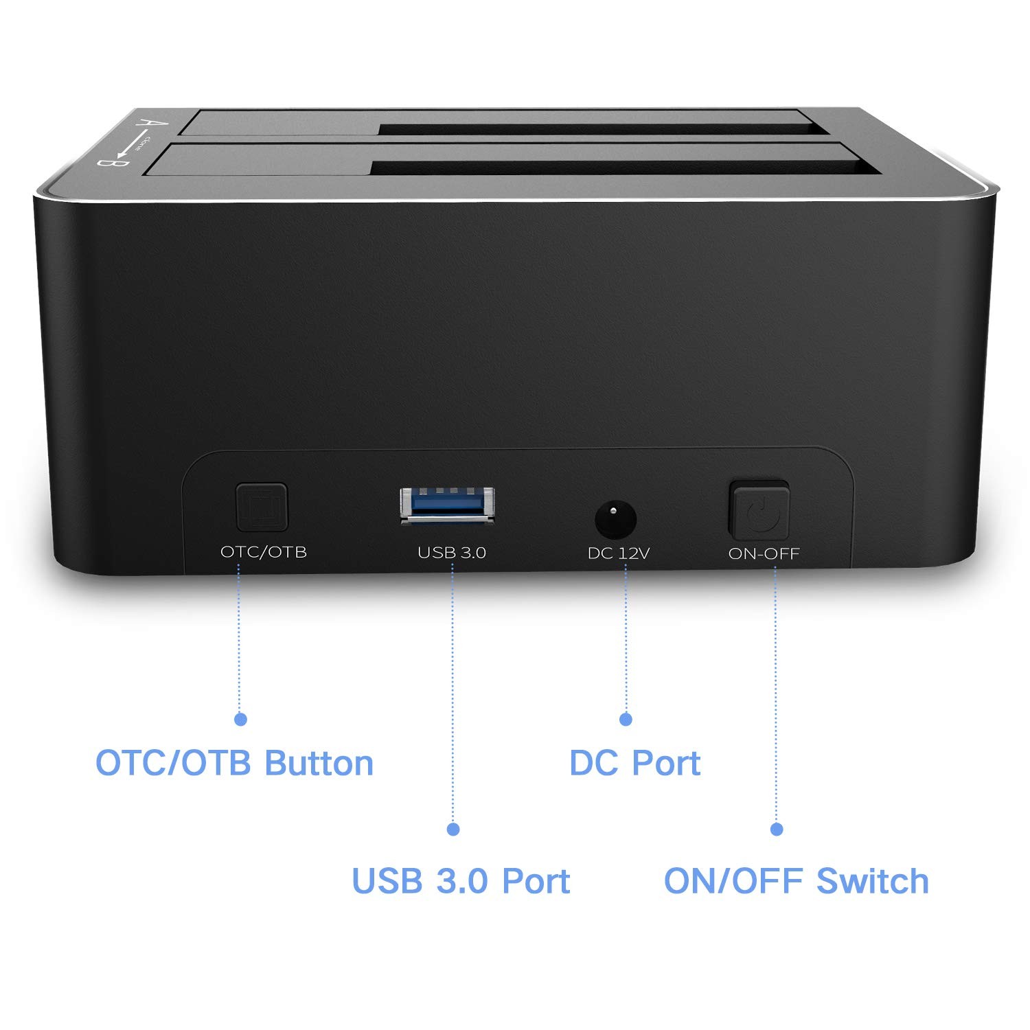 ikuai SATA to USB 3.0 Dual Bay Hard Drive Dock for 2.5/3.5 SATA HDD SSD with Mic