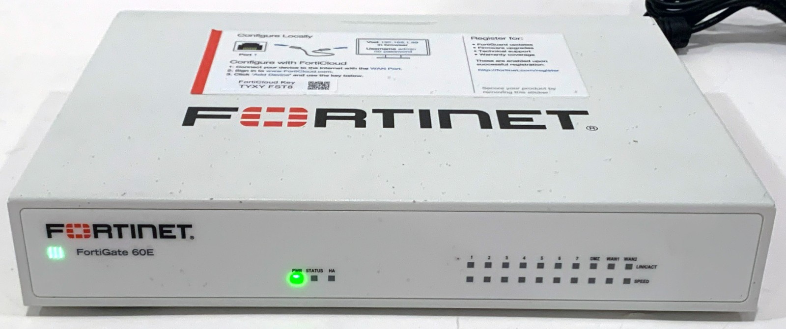 Fortinet FortiGate 60E FG-60E Firewall FortiOS 6.4.8 Tested w/ OEM AC Adapter