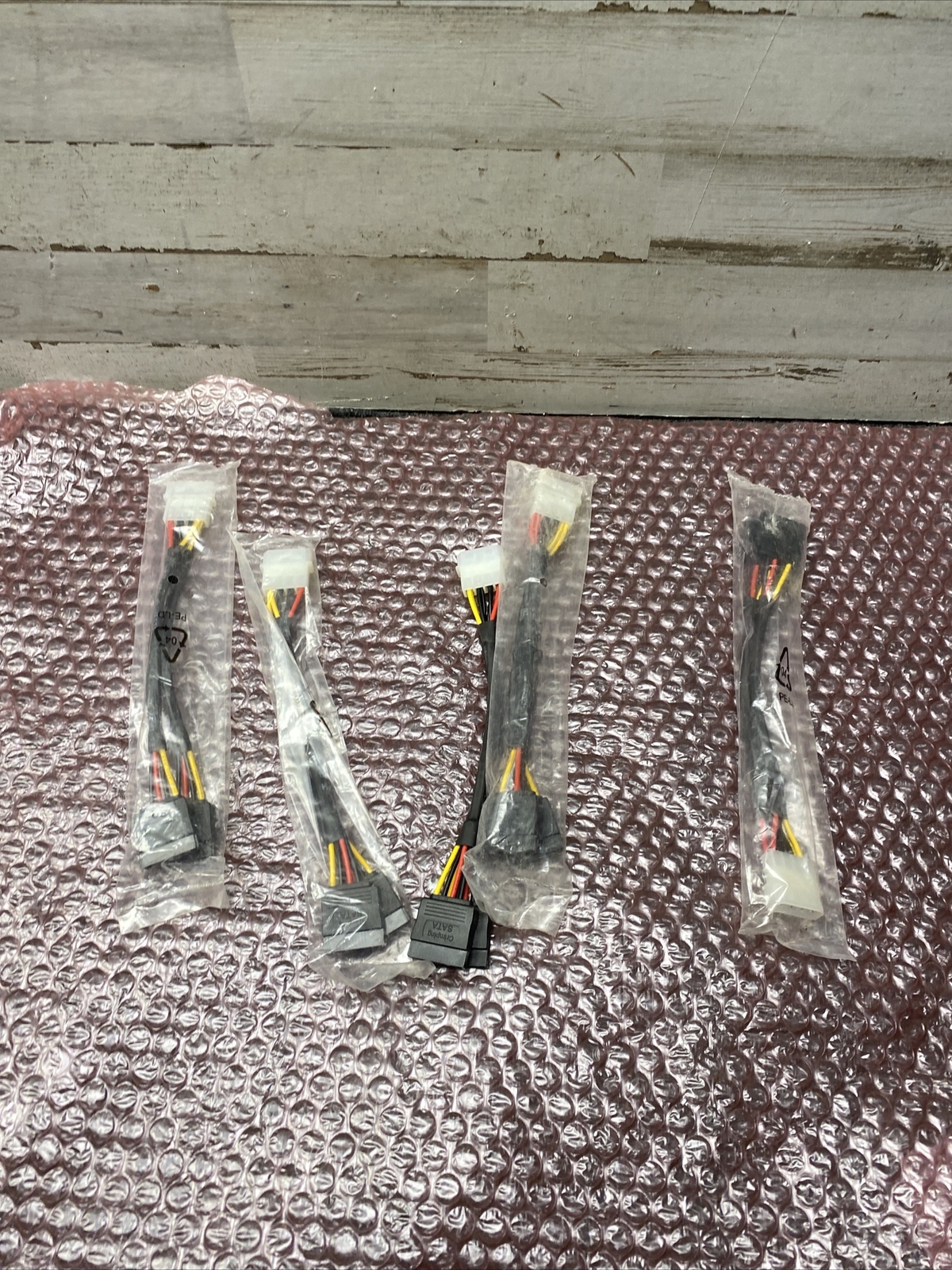 Lot of 5 Power Cable 7.5 Inch 4 Pin to 2X 16 Flat Pin Connector 8621TUV ECI 4