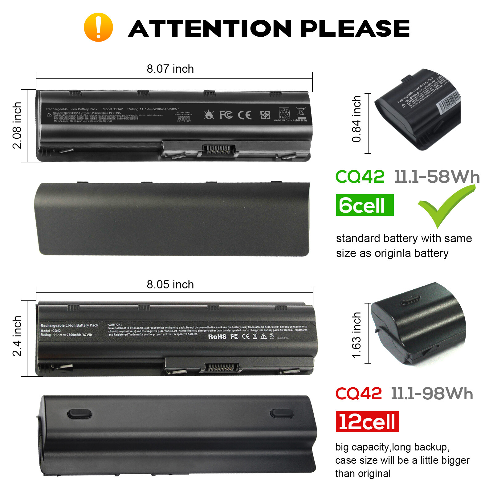New Laptop Battery for HP MU06 11.1V 58Wh 5200mAh 6-cell 593553-001