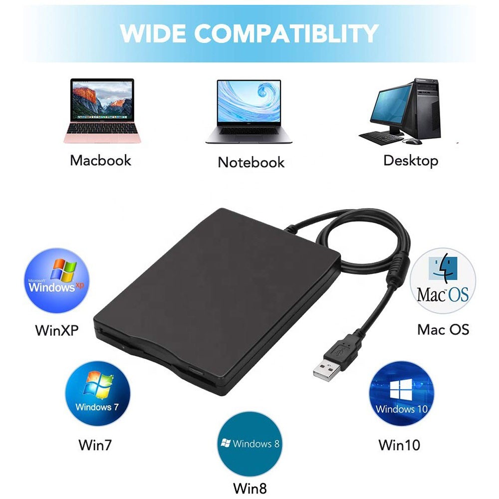 USB 2.0 3.5 inch Portable External Floppy Disk Drive 1.44Mb Reader FDD PC Laptop