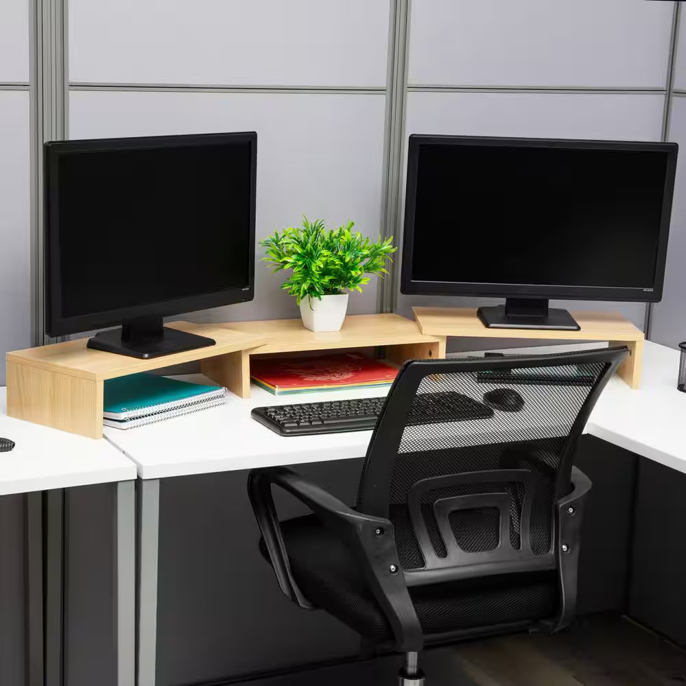 51.25 In. X 9.25 In. Wide Dual Monitor Stand, Desktop Organizer, Laptop Riser, M