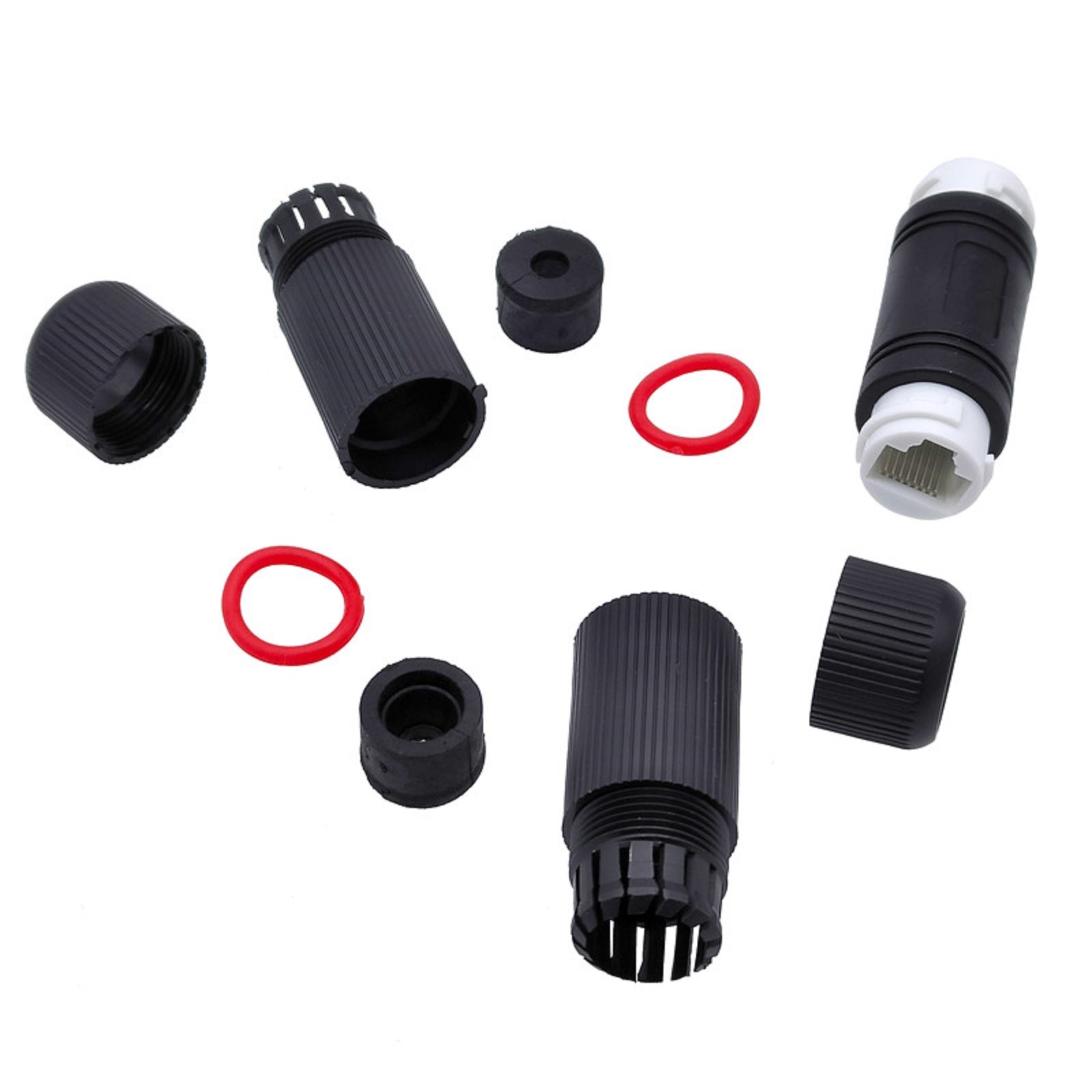 5 Set RJ45 Waterproof Cable Connector Outdoor Coupler Adapter Female For Cat5 6