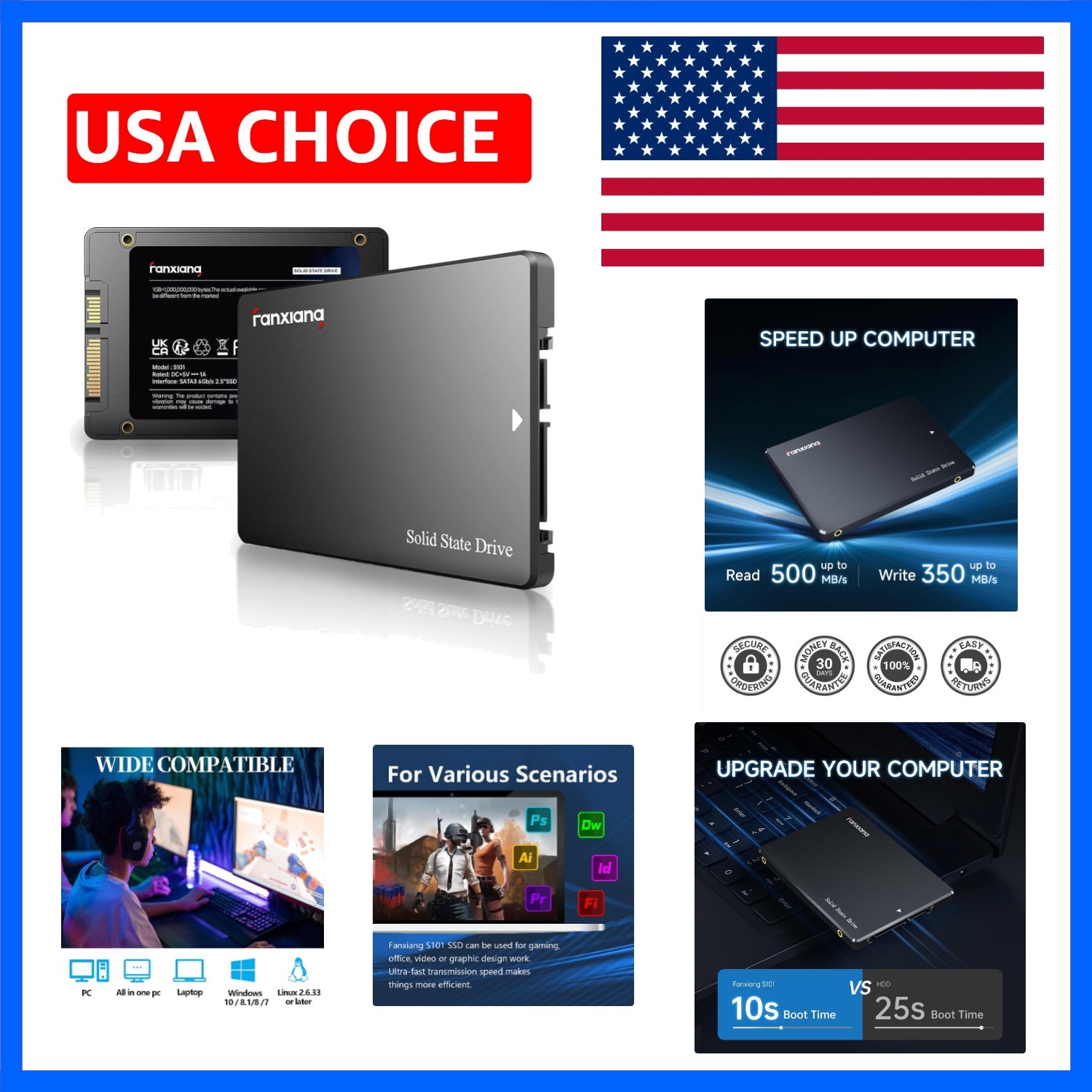 S101 128GB SATA III SSD – Blazing 500MB/s Read Speeds for Laptops & PCs