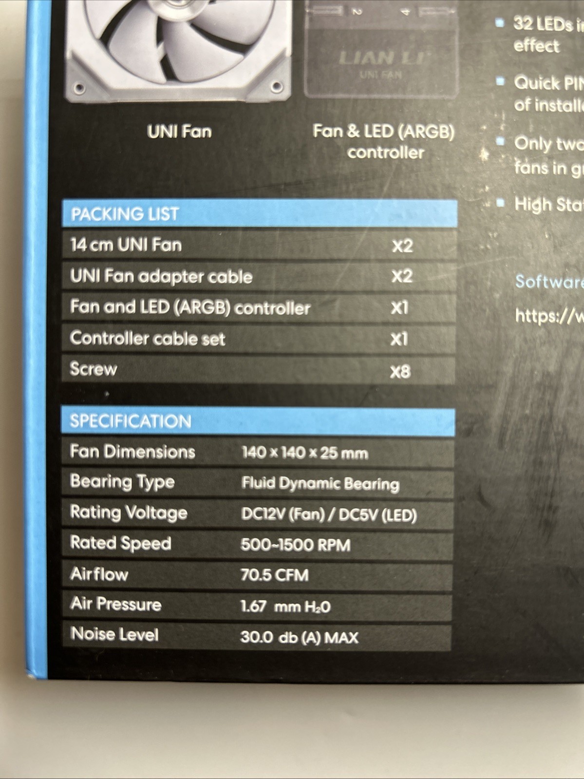 Lian Li UNI FAN SL140 RGB White 140mm Fluid Dynamic Bearing PC Case Fans