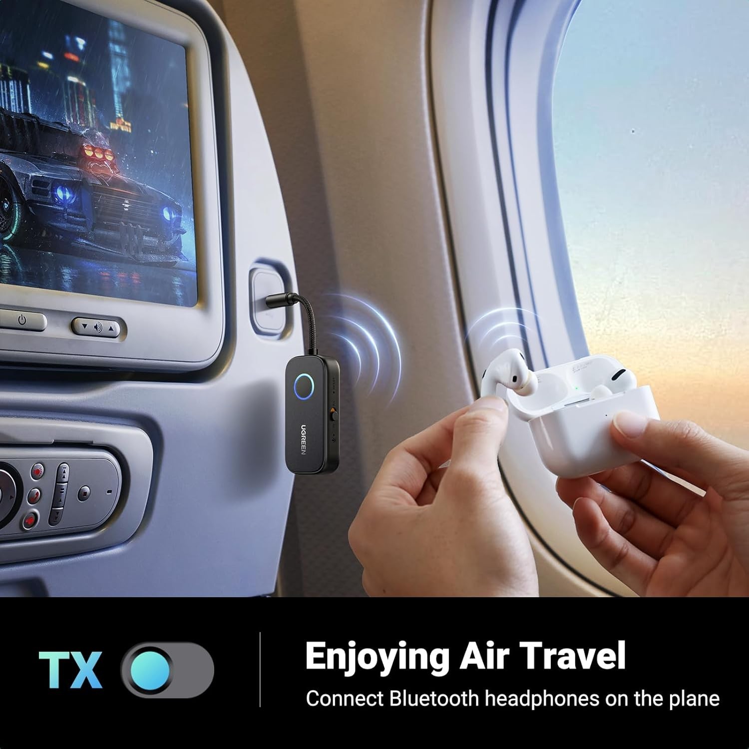 High Performance Bluetooth 5.2 Adapter – 2-in-1 for Airplane & Home Use
