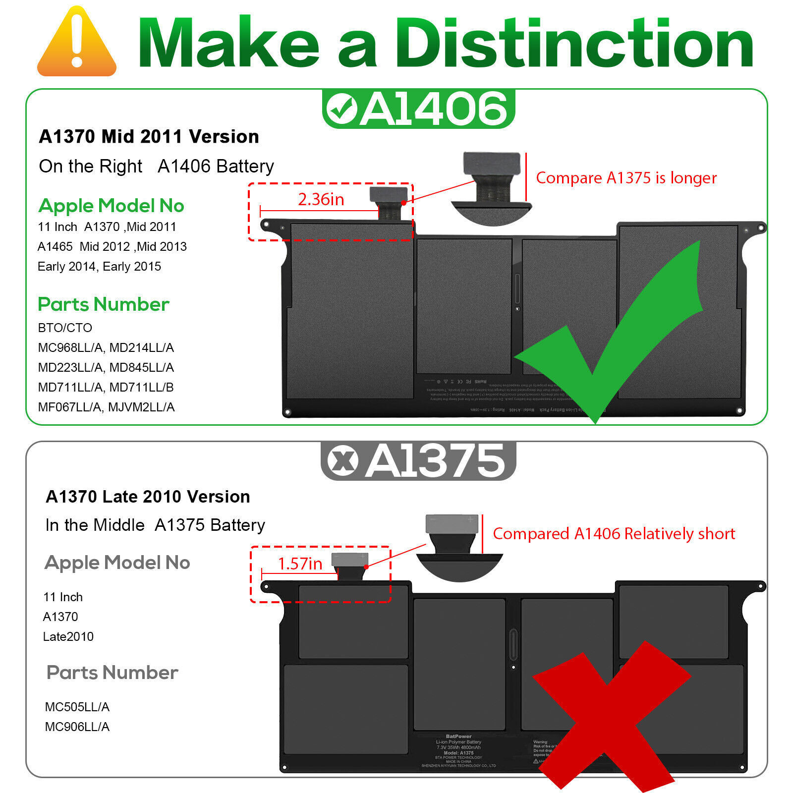 A1406 Battery for Apple MacBook Air 11in A1370 A1465 Mid 2012 2013 2011 Notebook