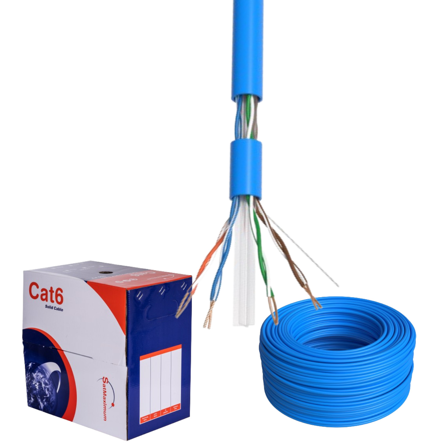 CAT6 500FT Cable CCA UTP Unshielded Solid 23AWG Ethernet LAN Network RJ45 BLUE