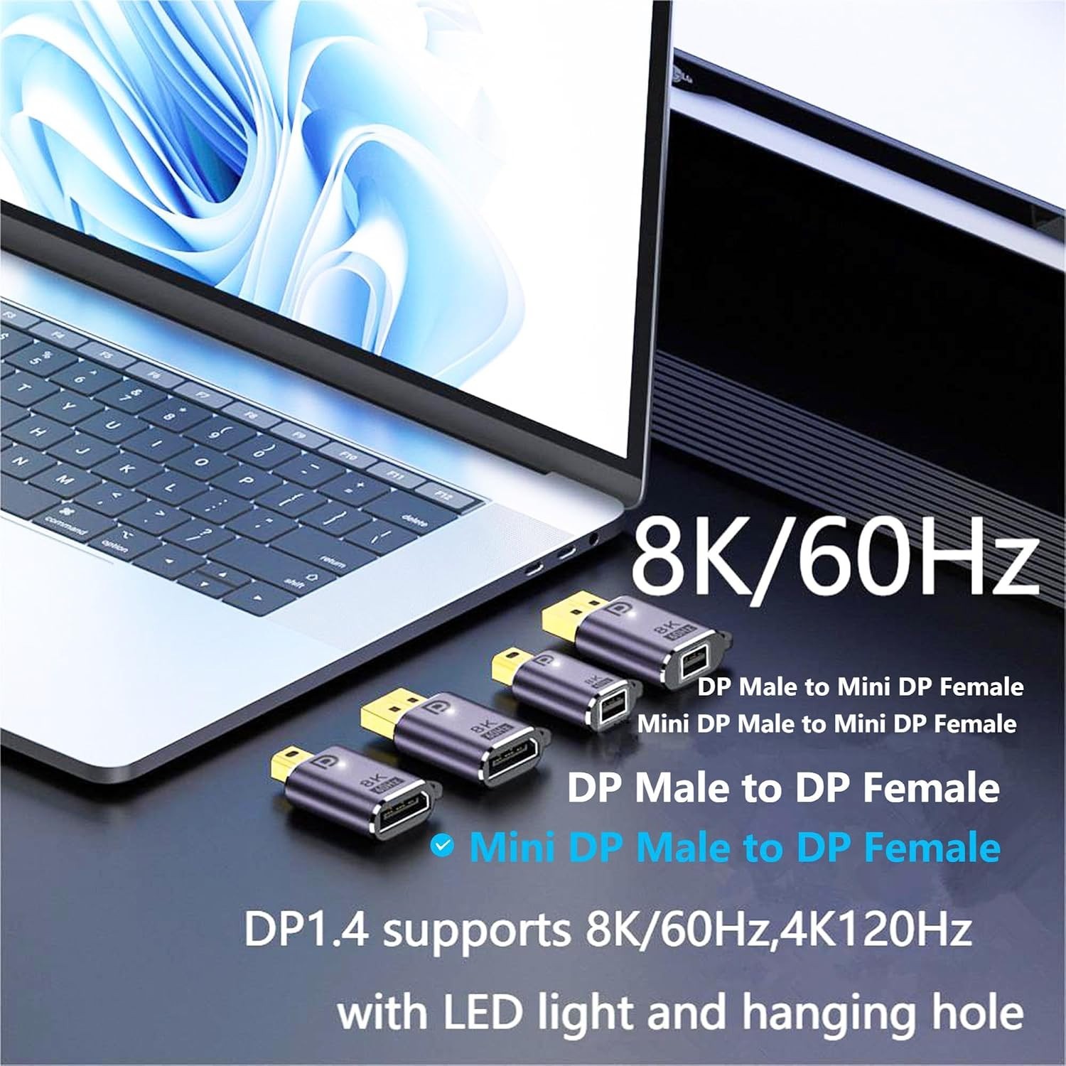 Mini DP to DP Adapter Mini DisplayPort 1.4 Adapter 8K@60Hzr | Mini DP Male to…