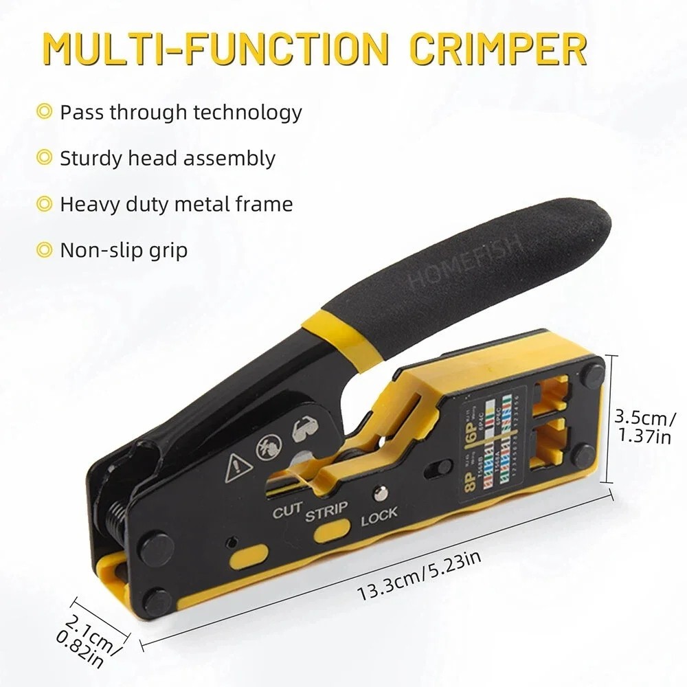 Network Ethernet Crimping Tool, RJ11/RJ12, RJ45 Wire Cutter & Wire Stripper