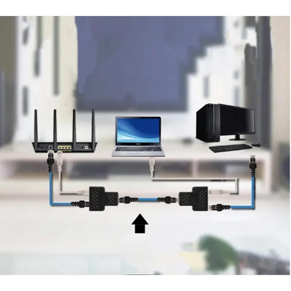 RJ45 Splitter Adapter 1 to 2 Ways Dual Female Port CAT6/5/7 LAN Ethernet Cable