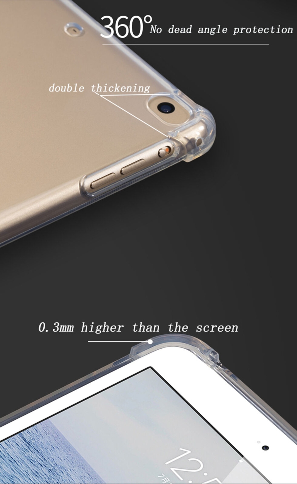 For iPad 2/3/4/5/6/7/8/9 Mini Pro 11 M4 Case Clear Soft Gel TPU Shockproof Cover