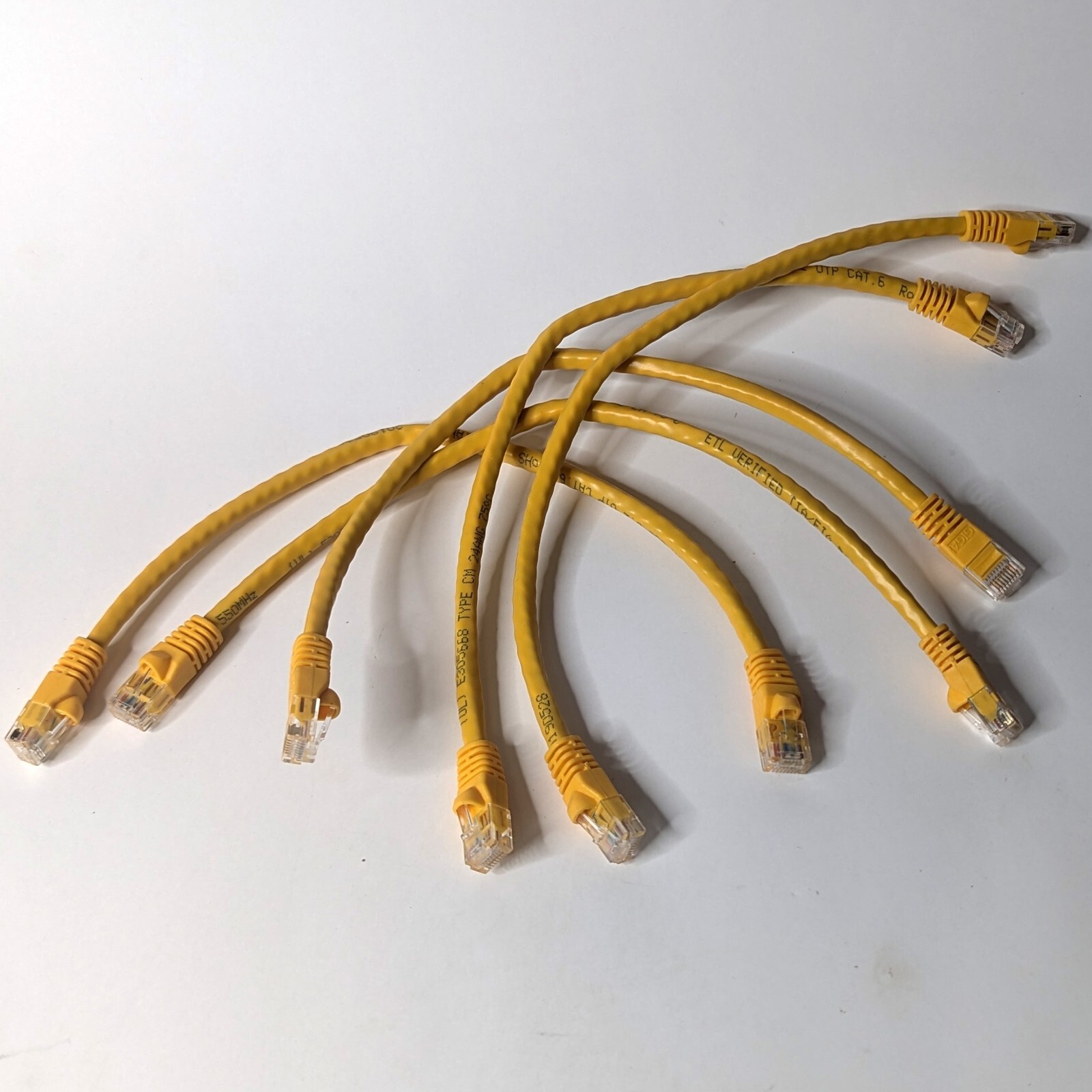 1’FT Cat6 550MHz Ethernet Patch Cable Yellow RJ45 Booted Lot of 1,2,5,10,20,50