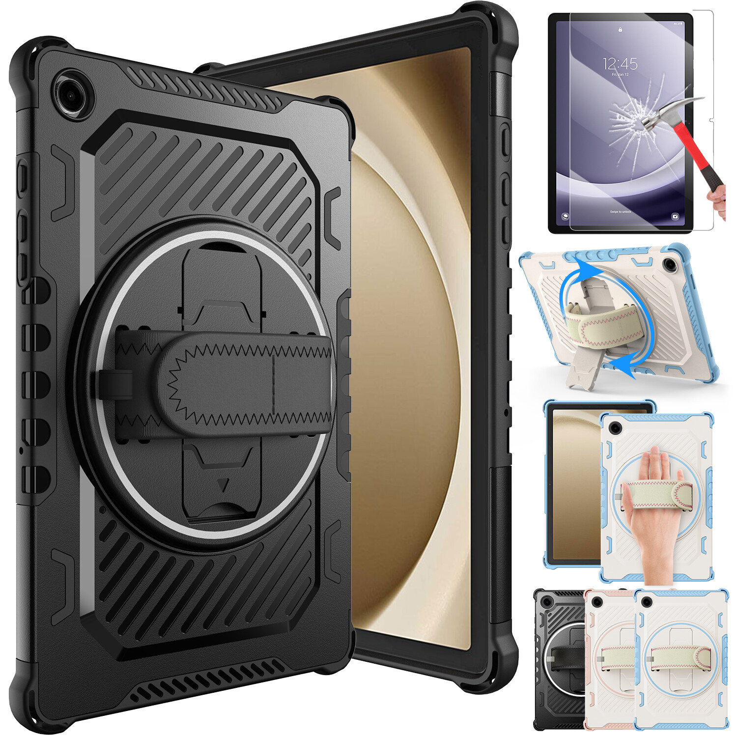 For Samsung Galaxy Tab A9+ 2023 11″ Rugged Stand Case Cover /HD Screen Protector