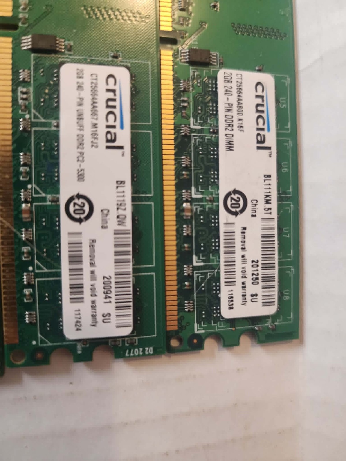 Crucial PC2-5300 – 8GB Kit = (4 x 2GB) DIMM DDR & DDR2 RAM – MIXED LOT – 240 Pin