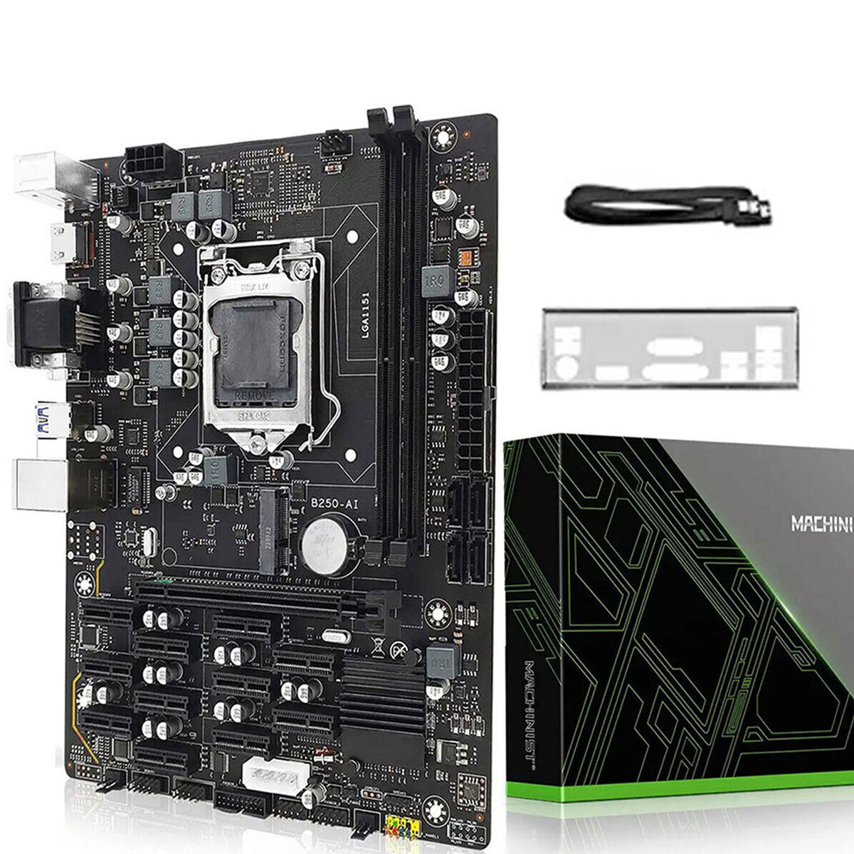 B250 BTC Mining Motherboard LGA 1151 On-Board Audio Slots DDR4 Socket w/ 12 GPU