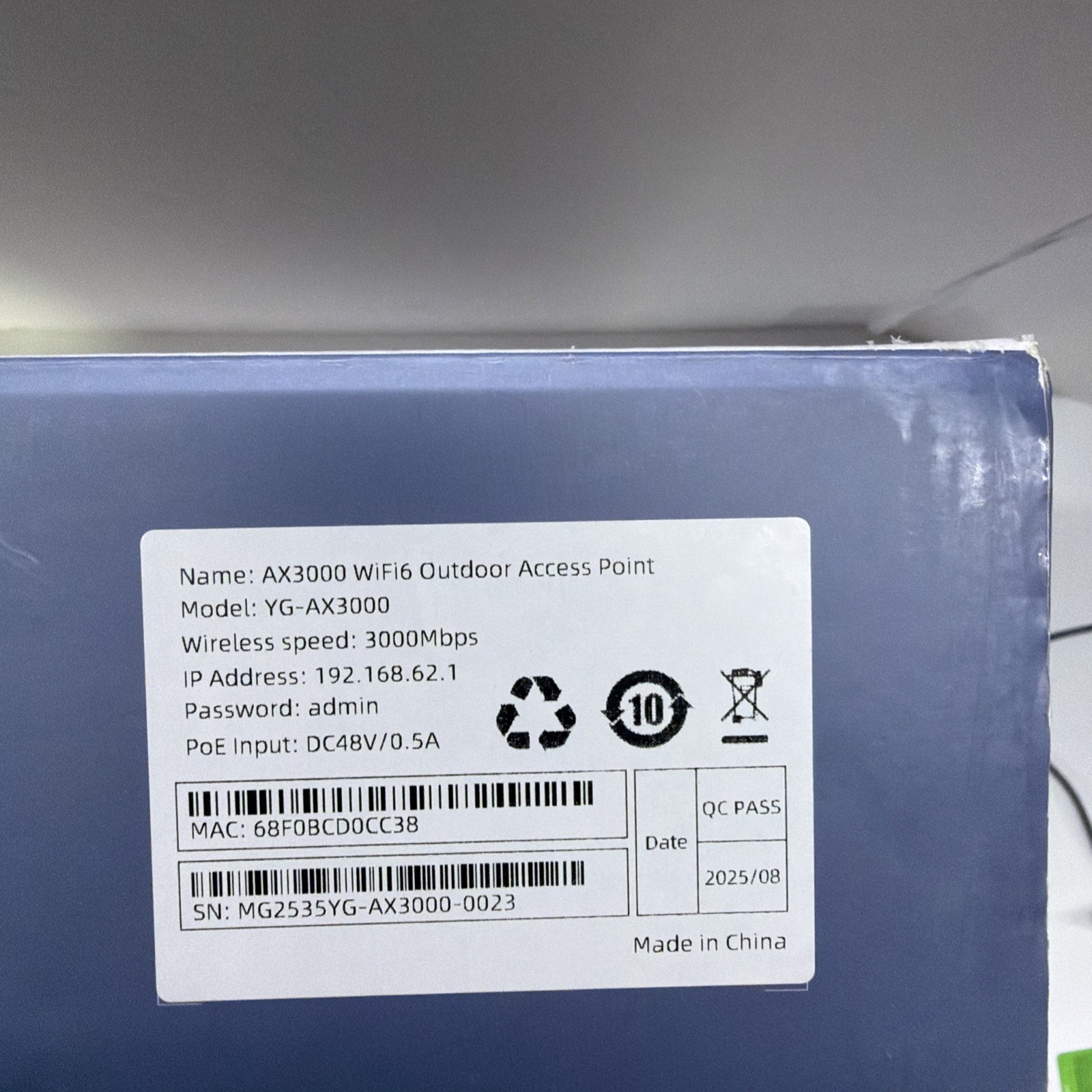 AX3000 Outdoor WiFi 6 Extender, IP67 Weatherproof Outdoor Access Point, Dual