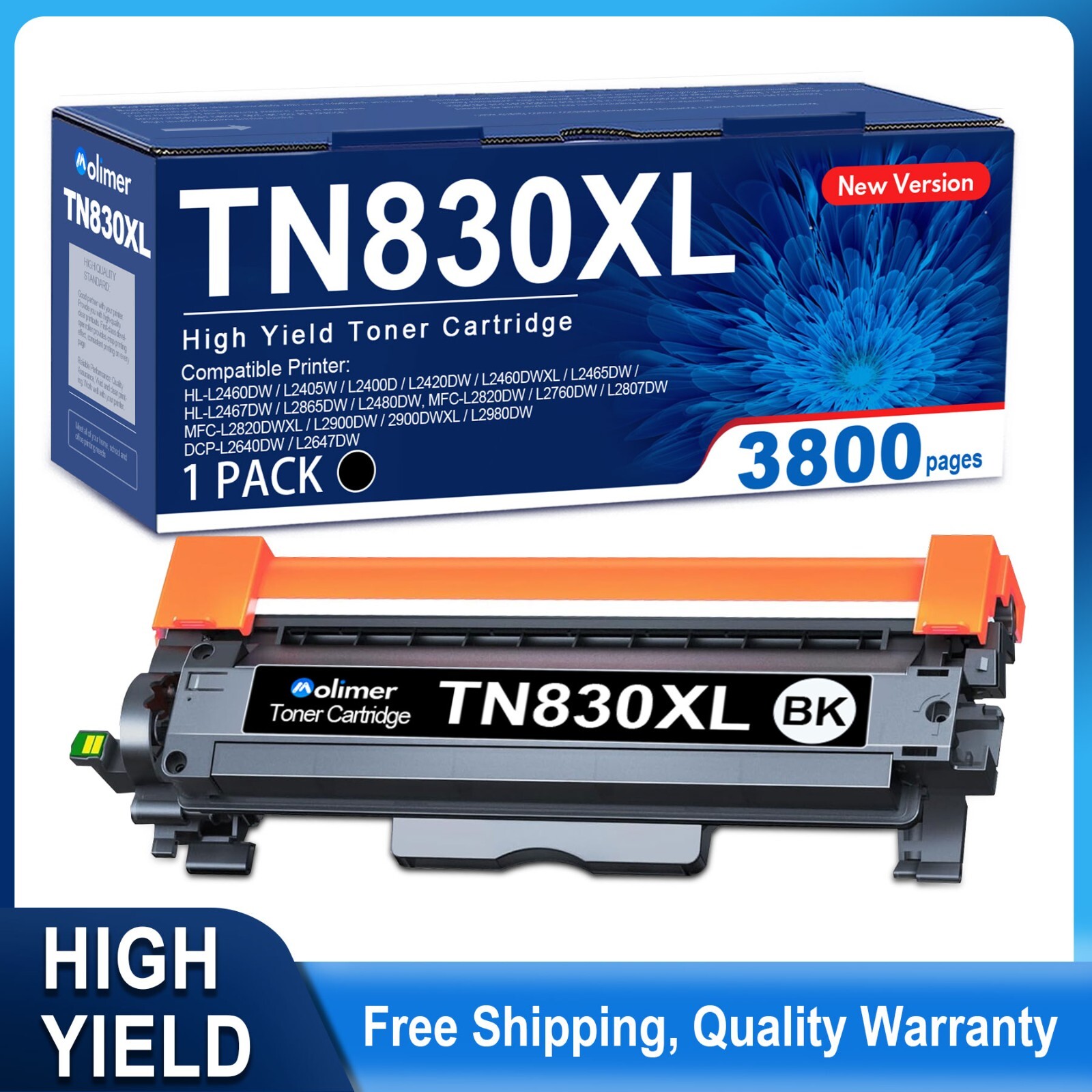 TN830XL Compatible Toner for Brother HL-L2465DW HL-L2420DW MFC-L2820DW (1 Pack)