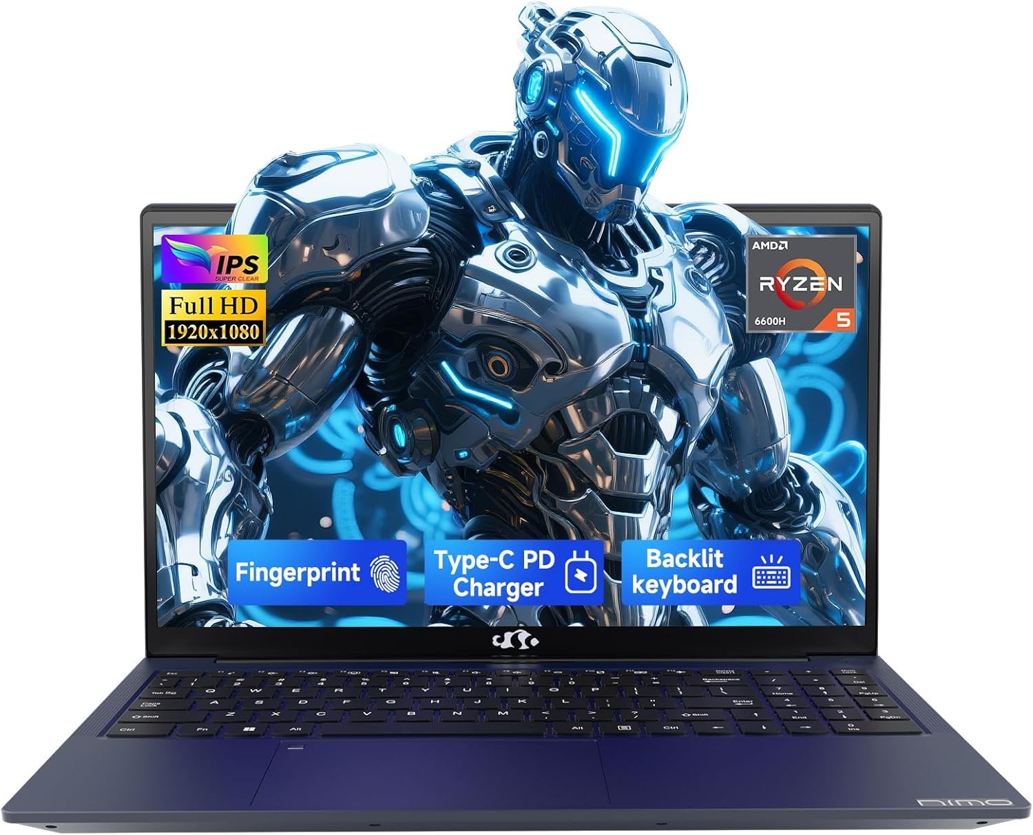 NIMO 15.6″ IPS FHD-Light Gaming-Laptop,AMD Ryzen 5 6600H 16GB DDR5 RAM 256GB SSD