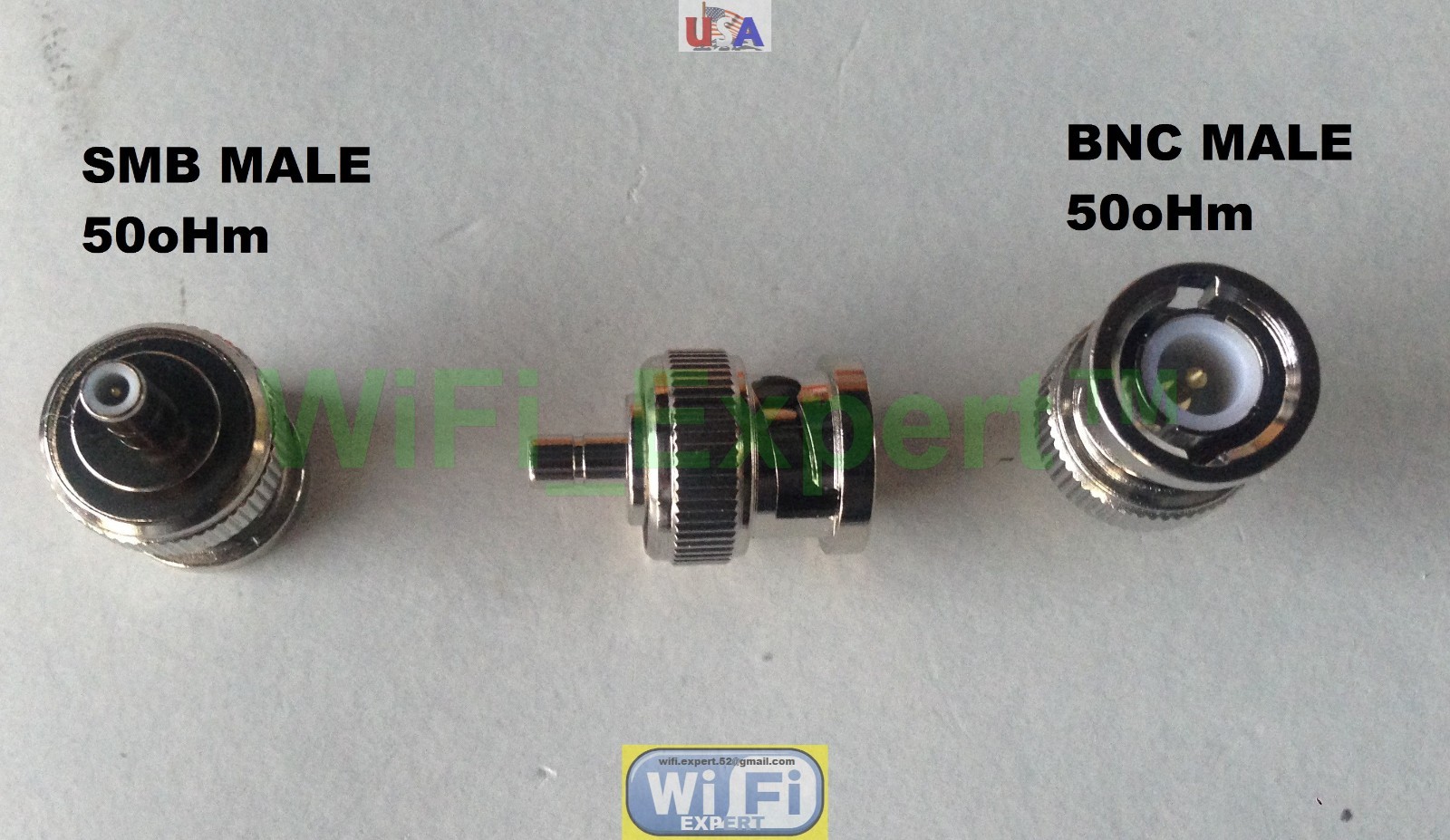 BNC Male Plug to SMB Male Plug 50oHm Straight Adapter RF Connector Converter USA