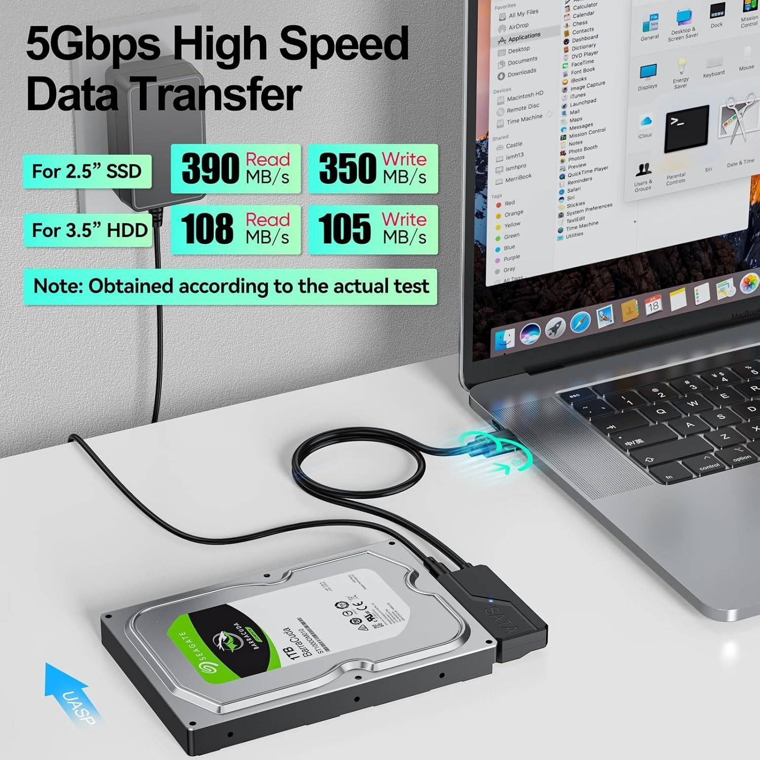 SATA to USB Adapter with Power, USB 3.0 to SATA III Internal Hard Drive Reader f