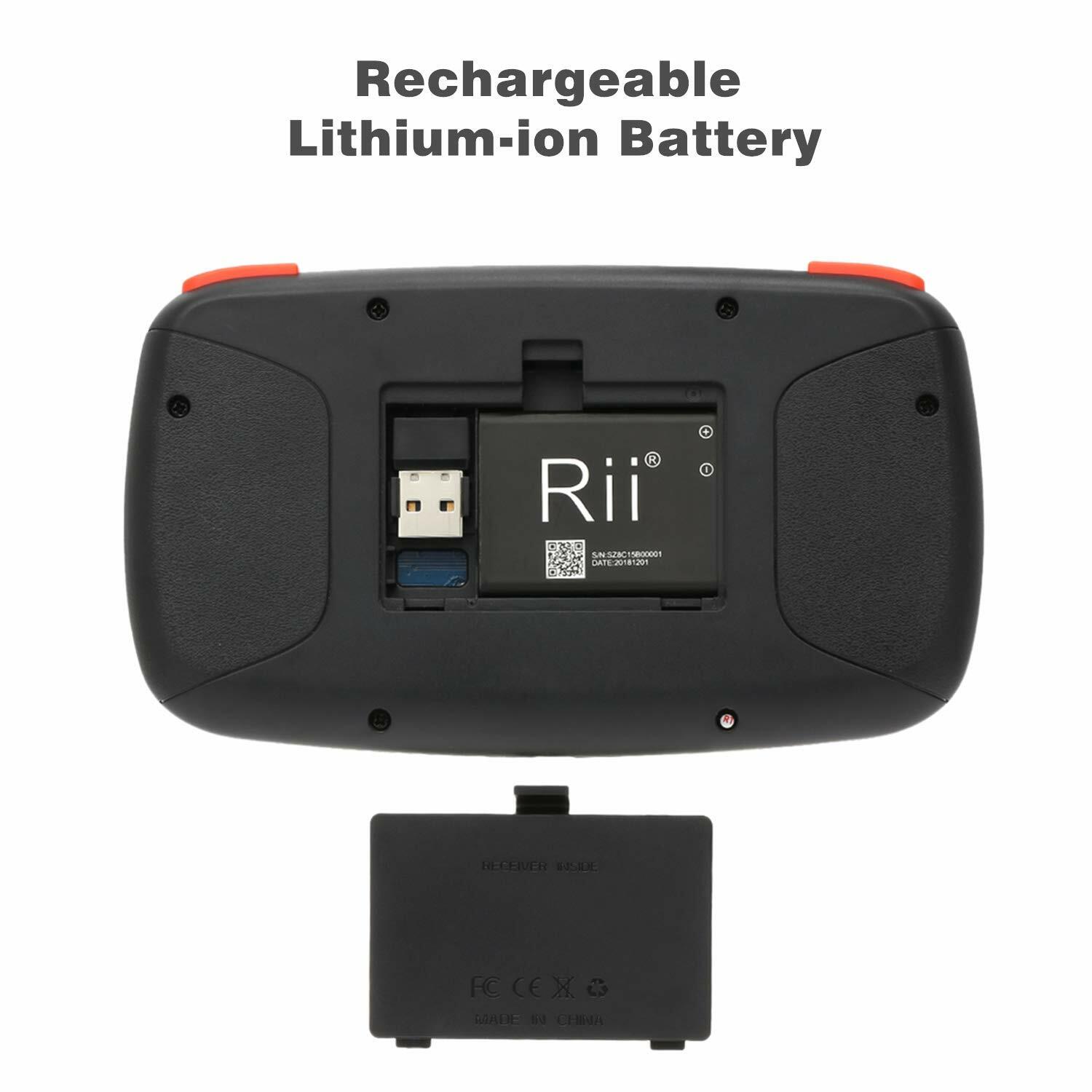 Rii i4 (Bluetooth + 2.4GHz) Blacklit Portable Mini Keyboard with Scroll wheel