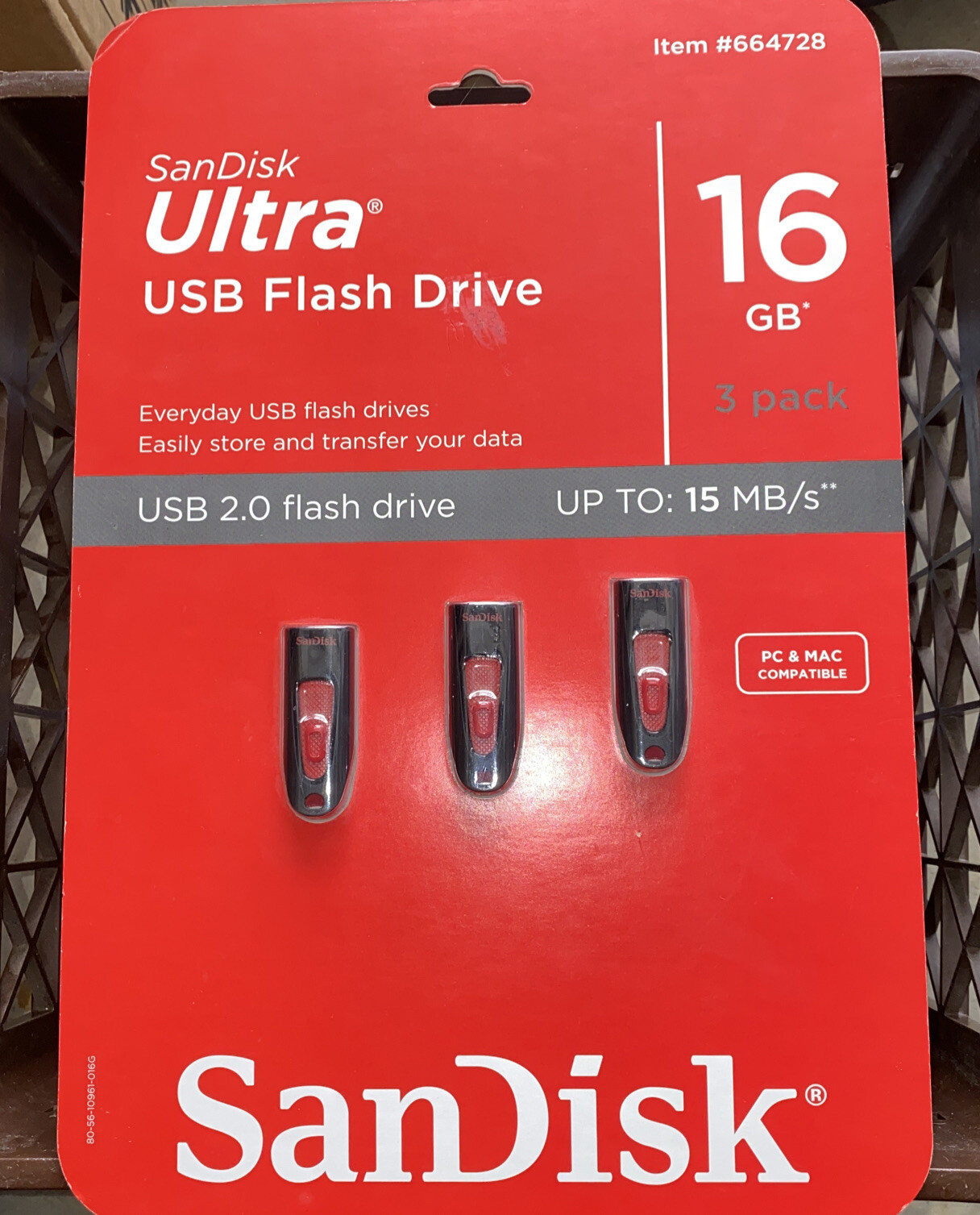SanDisk Ultra USB 2.0 Flash Drive 16GB Up To 15MB/s PC&MAC COMPATIBLE New 3 Pack