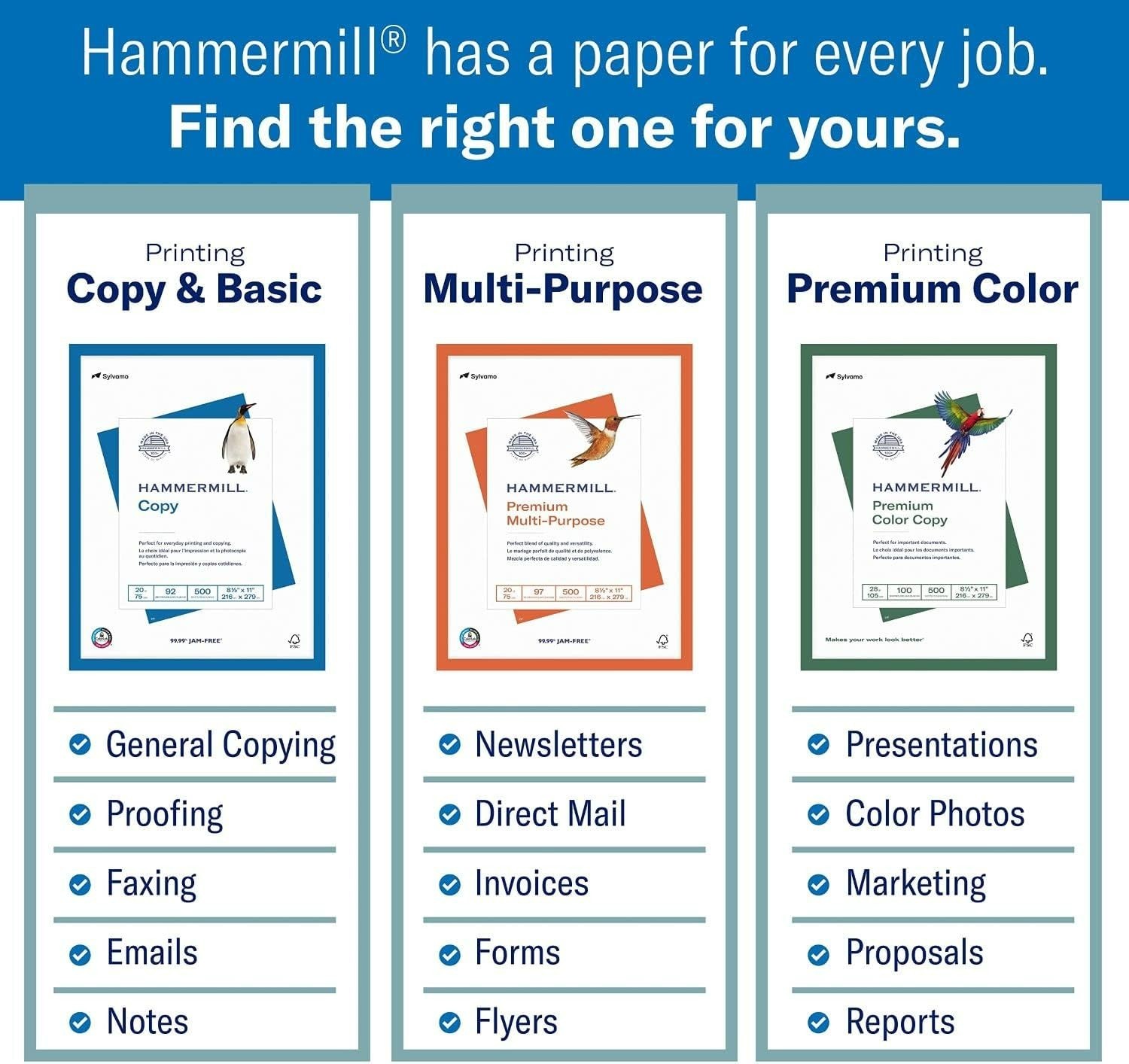 Vibrant 20 lb Blue Colored Paper, 500 Sheets, 30% Recycled – Jam-Free Efficiency