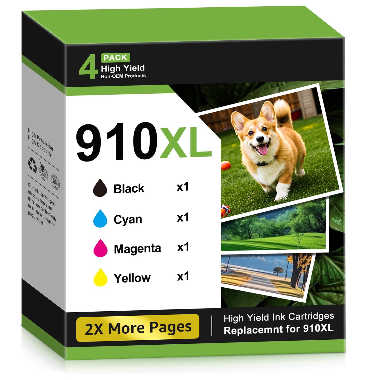 4PACK 910XL Ink Combo W/Chip for HP OfficeJet Pro 8010 8015 8020 8022 8025 8028