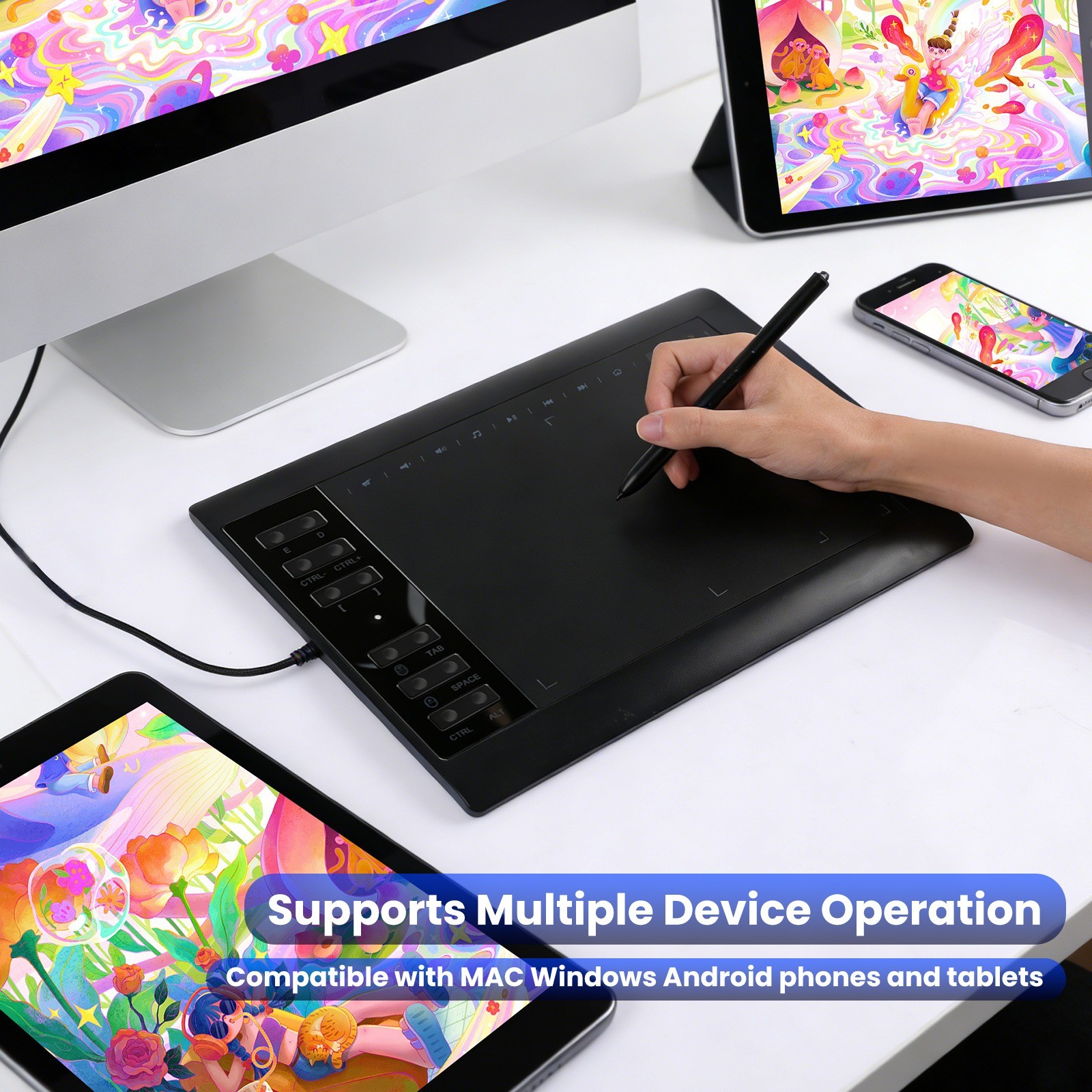 VIN1060 Plus Graphic Drawing Tablets Digital Pen Tablet for Mac, Windows Android