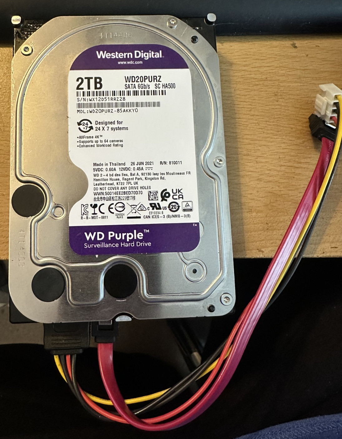 WD Purple 2TB Surveillance Hard Disk 5400 RPM Class SATA 6 Gb 64MB 3.5 Inch DVR