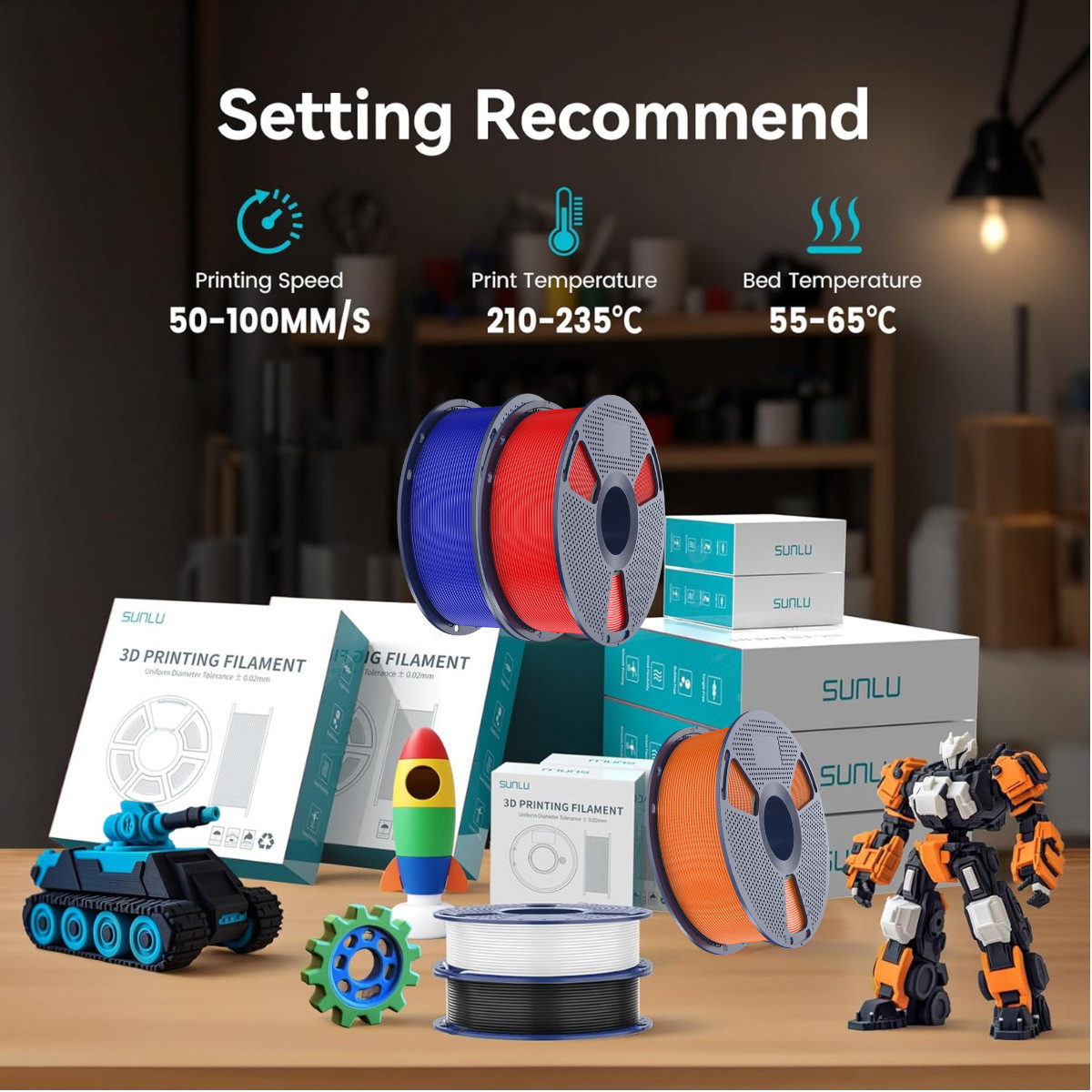 10KG/20KG SUNLU ASA PETG PLA PLA+2.0 PLA-Matte PLA-Meta SILK ABS EABS Filament