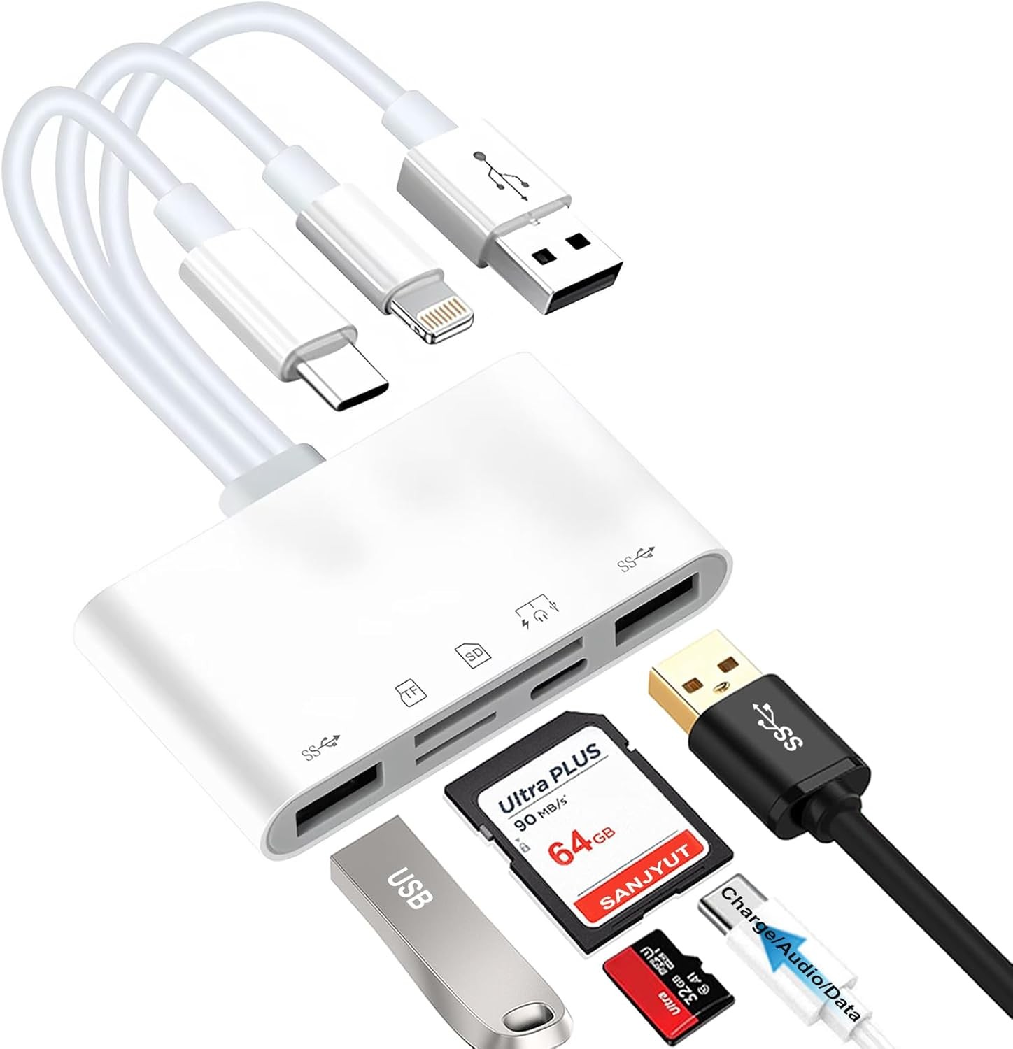 5 in 1 Memory Card Reader USB 3.0 OTG Adapter SD Card Reader For iPhone iPad US