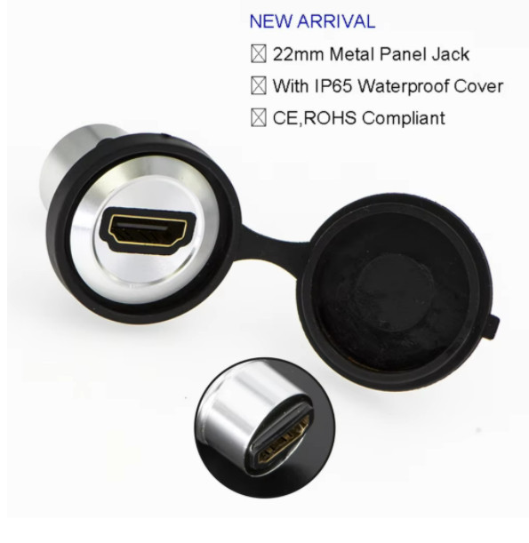 22mm USB connector socket Metal Panel Mounting Diameter HDMI Female to Female