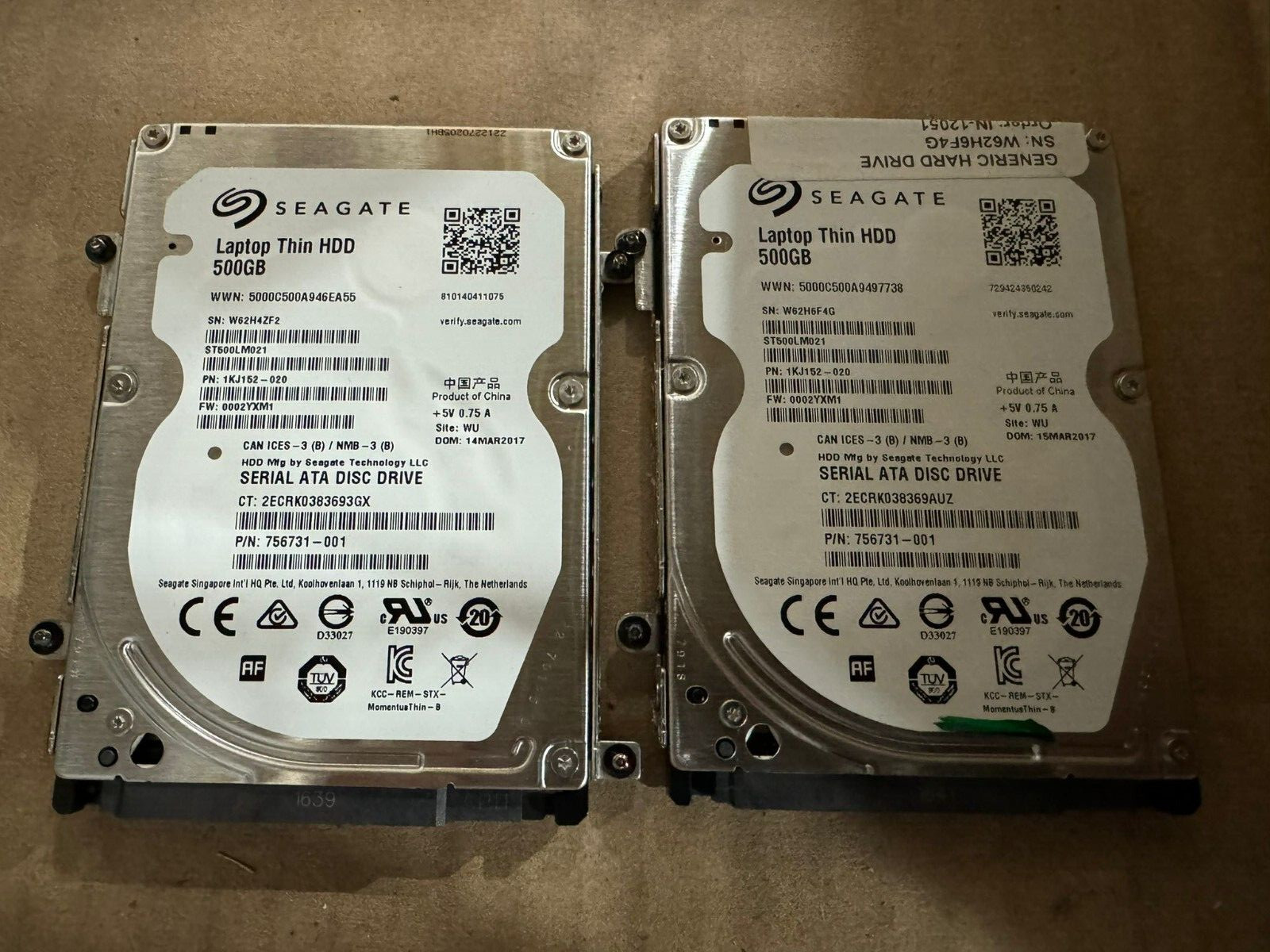 5 PACK ! Hard Drive, SATA ,2.5″ in , 500GB HDD, Slim Form 7mm Seagate/WD/Toshiba