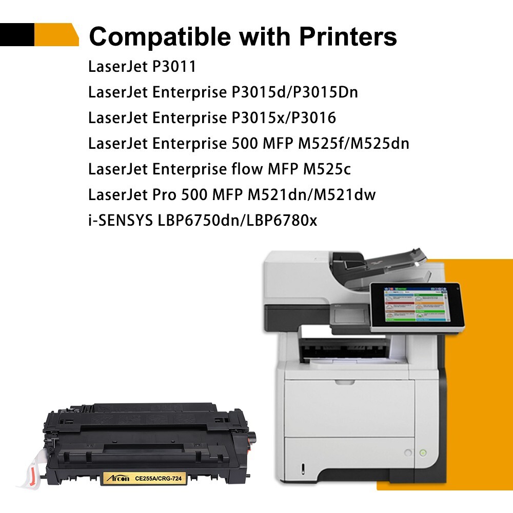 4PK CE255A 55A Toner Cartridge For HP LaserJet P3011 P3015d P3015x P3016 M525f
