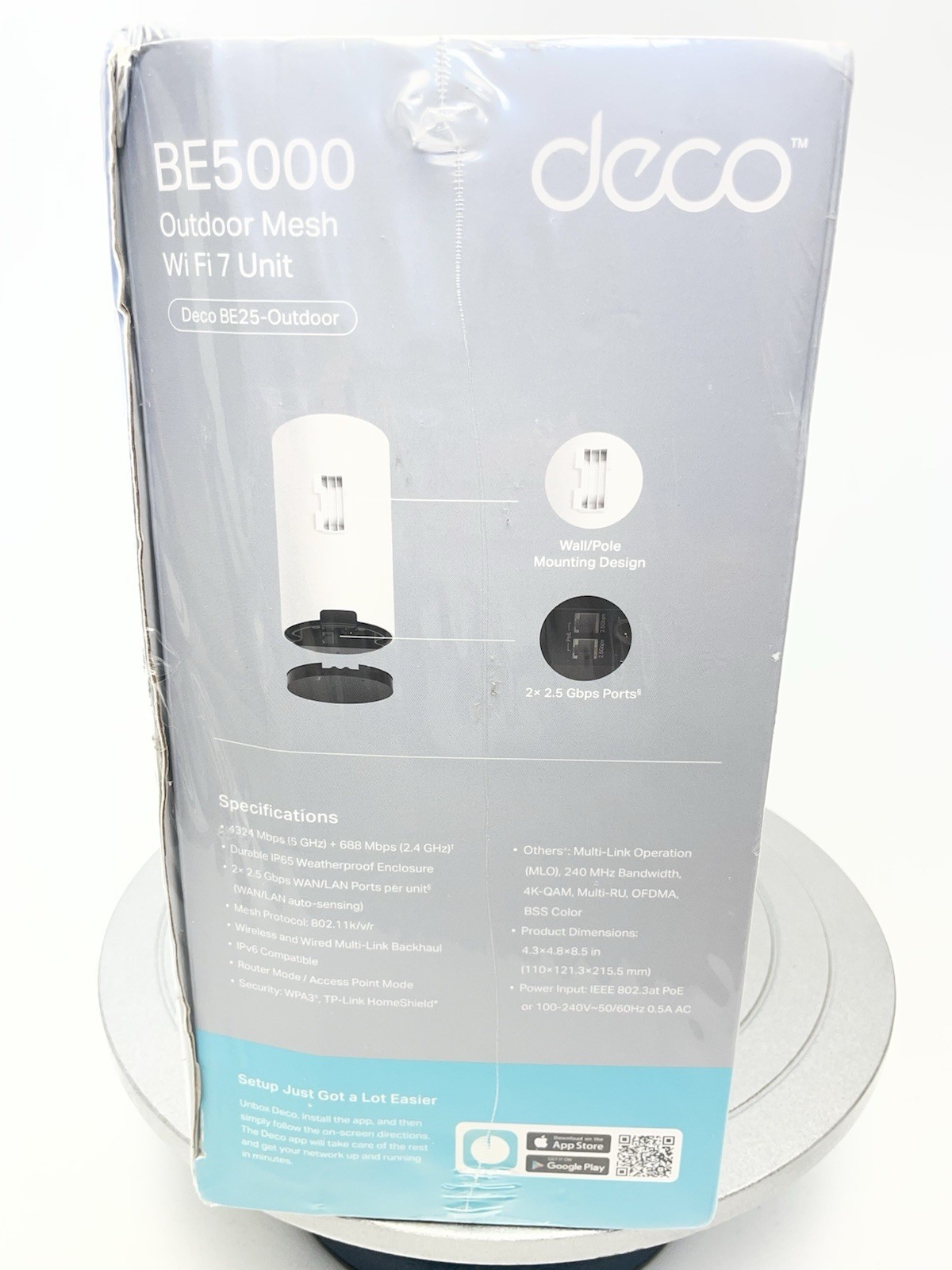 Dual-Band Deco BE25 Mesh Wi-Fi 7 Extender – Secure Outdoor Connectivity, 1-Pack