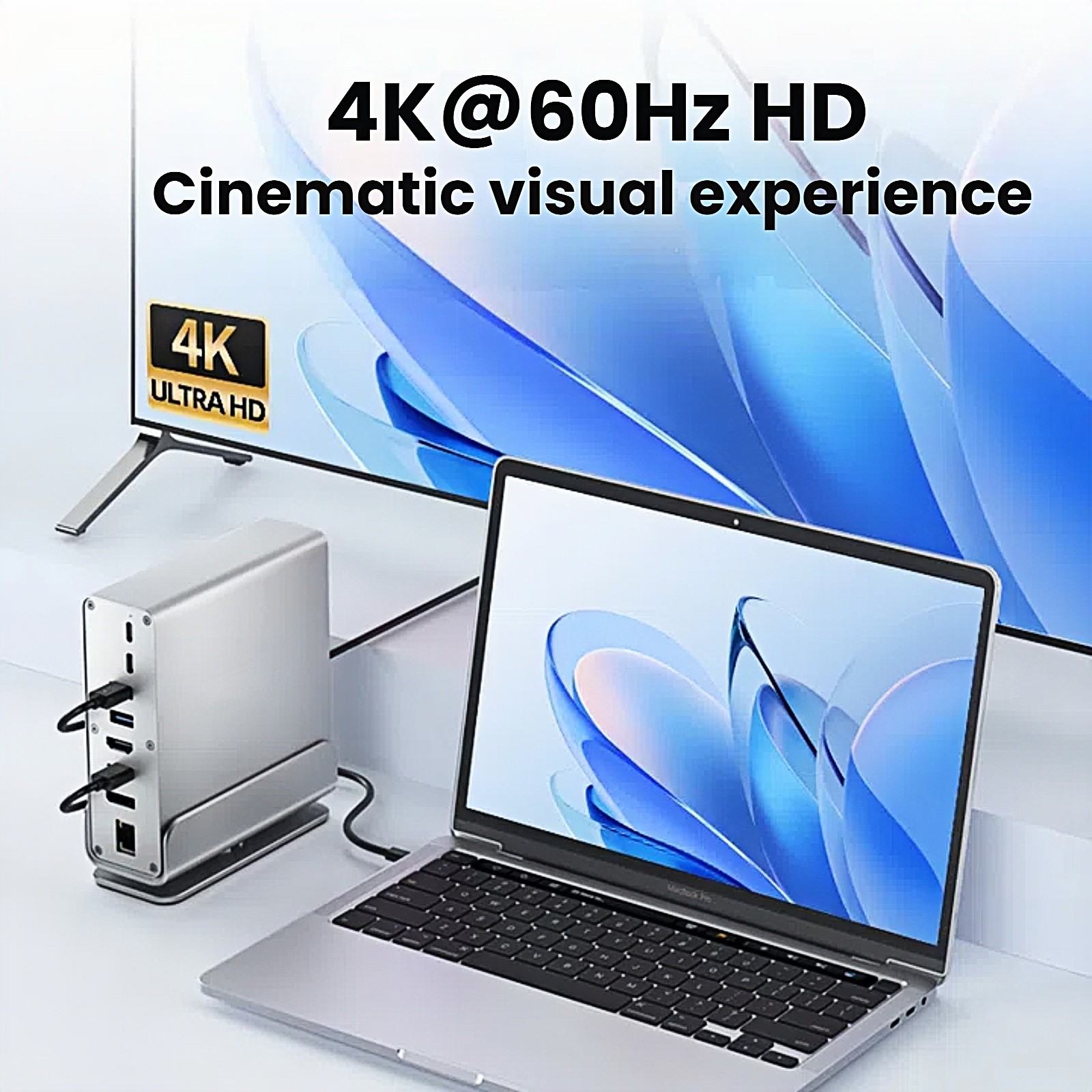 Vertical Type C 3 monitors Docking Station Dual HDMI 4K@60HZ USB 3.2 RJ45 1000M