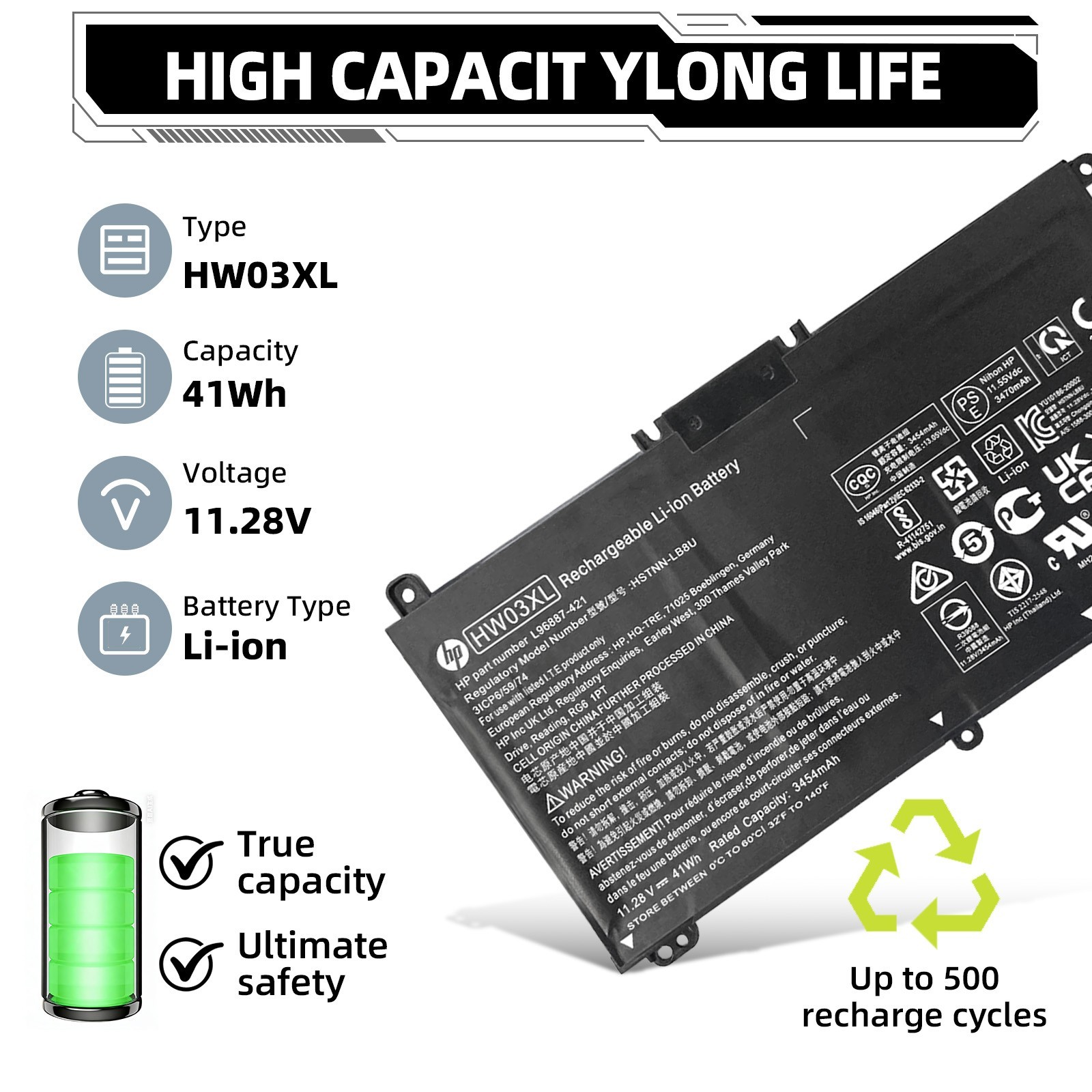 Lot Genuine HW03XL Battery HP Pavilion 15-EG 17-CN 17-CP HSTNN-IB90 L97300-005