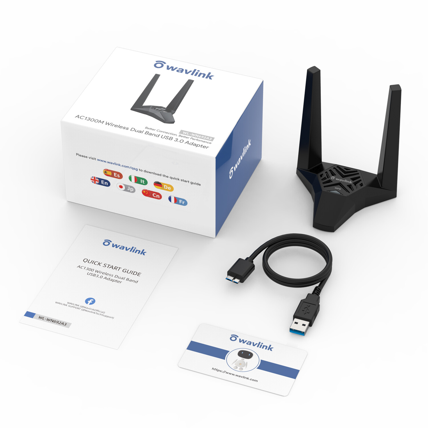 WAVLINK USB3.0 WiFi Adapter AC1300Mbps Wireless Network Adapter for Desktop PC