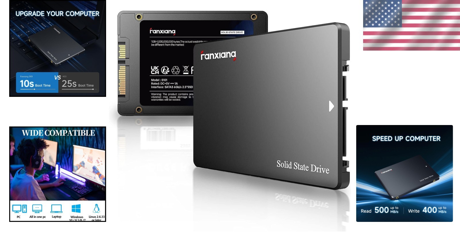 Upgrade to S101 256GB SSD: Blazing Fast SATA III Drive with 520MB/sec Read Speed