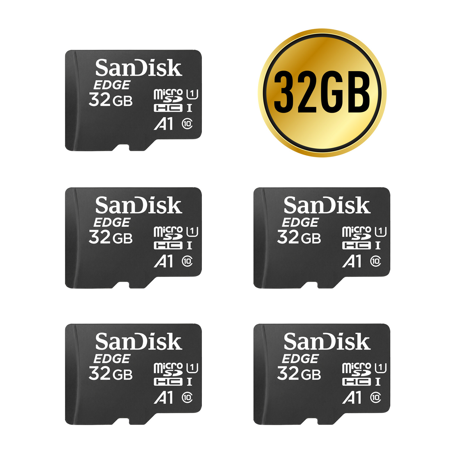 SanDisk EDGE 32GB microSDHC, Class10, U1, A1, UHS-I Memory Card, 5-Pack (M.Ref.)