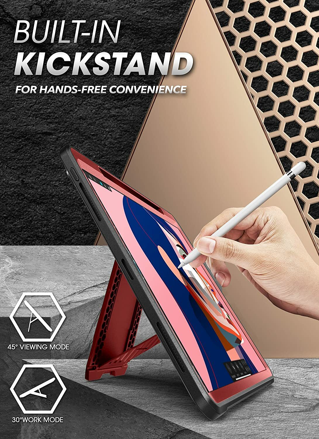 For iPad Pro 12.9″ (6th/5th/4th Gen) 2022, SUPCASE w/ Pen Slot Case Screen Cover