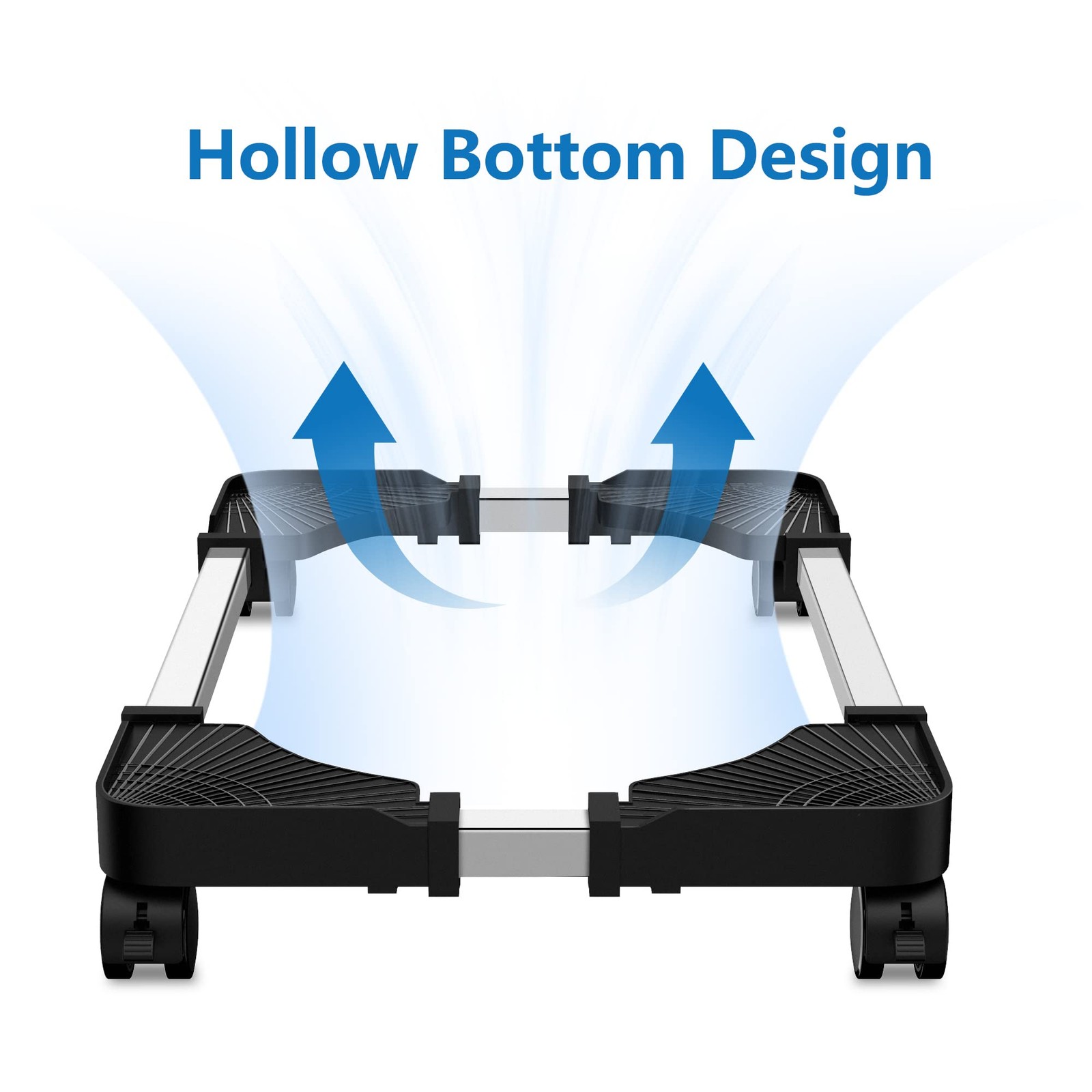 Adjustable Computer Tower Stand Mobile PC CPU Holder Cart Riser with Wheels
