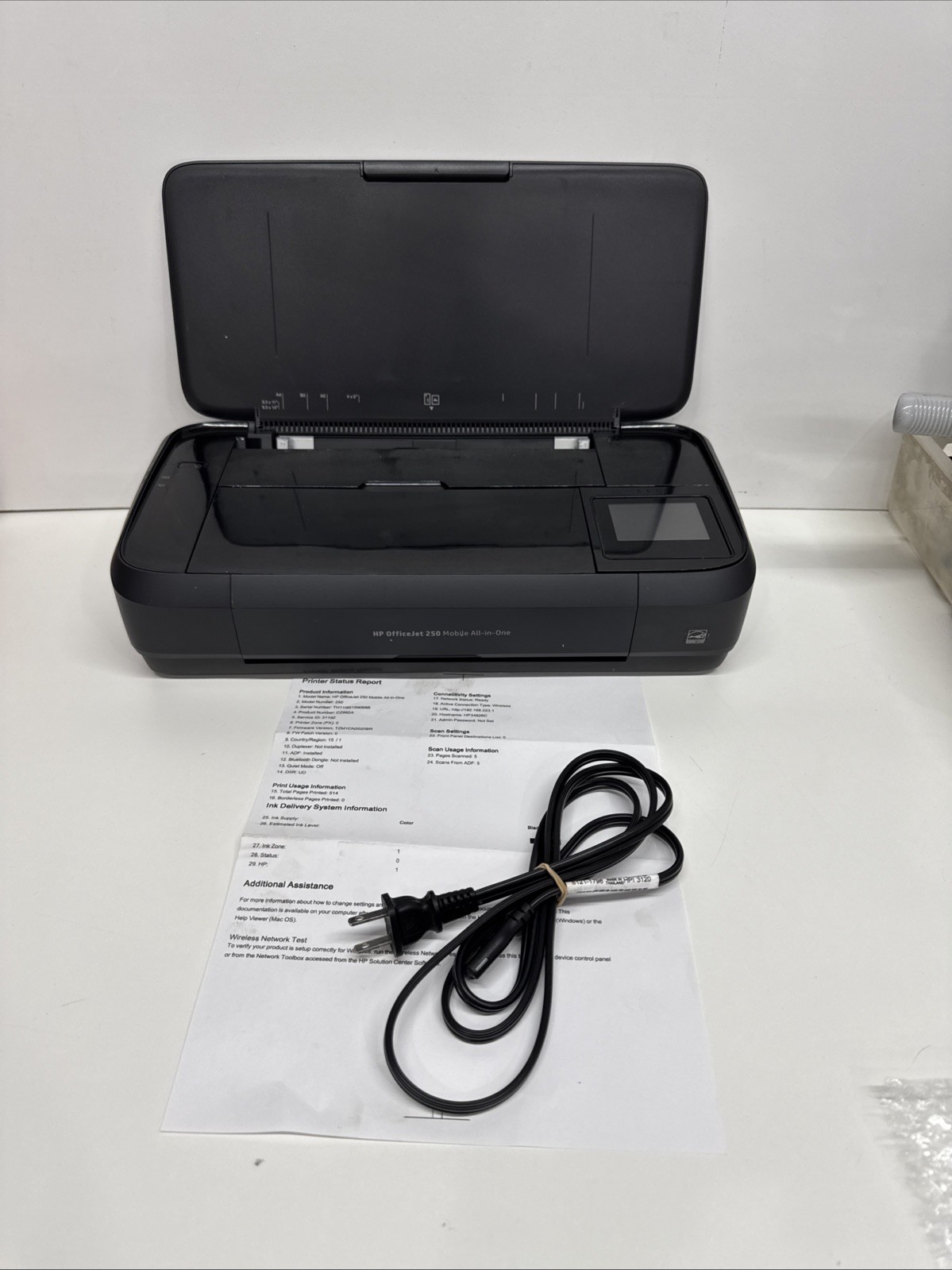 HP OfficeJet 250 Mobile All-in-One Printer With Battery And No Ink. Tested