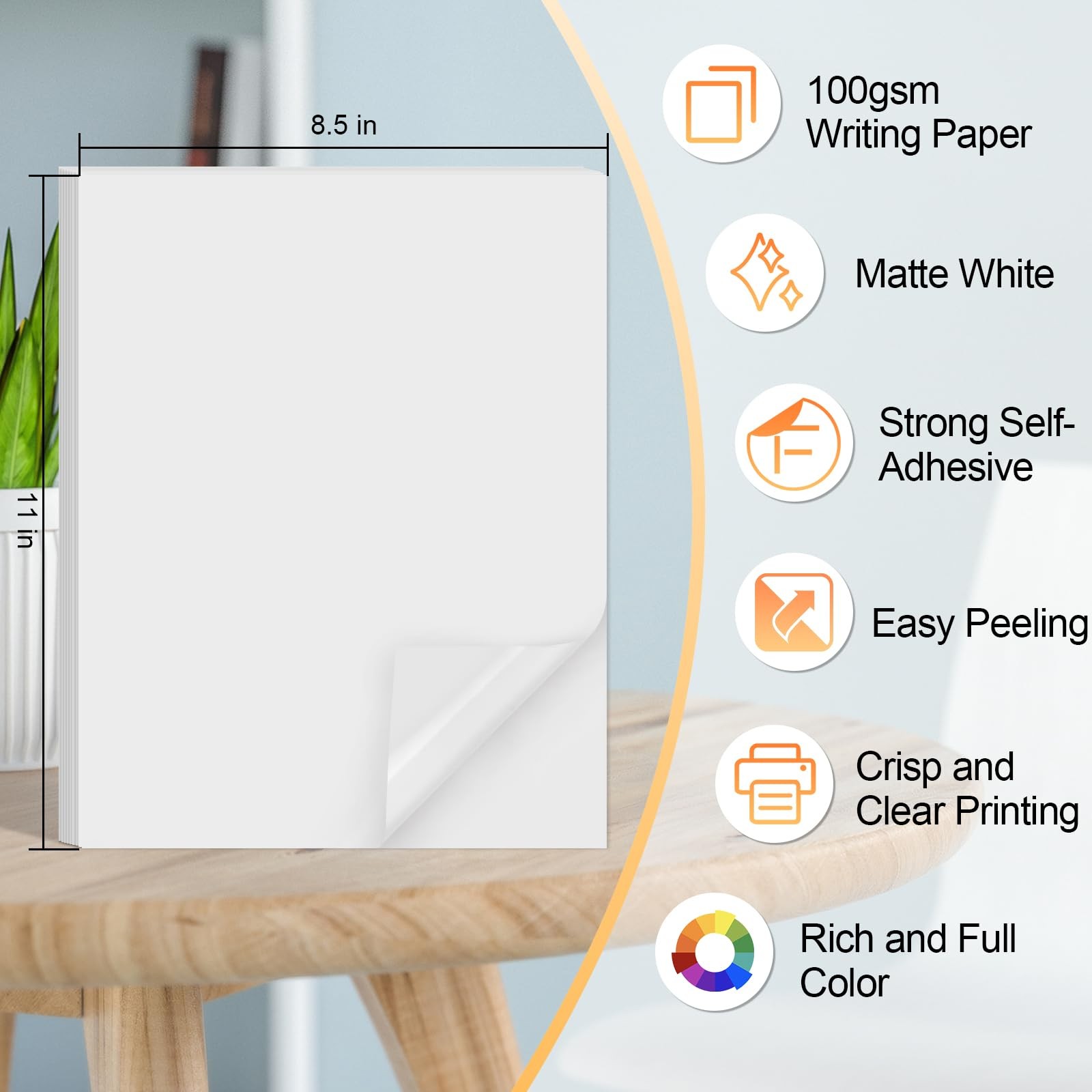 Printable Sticker Paper for Inkjet Printer, 40 Sheets 8.5″x11” Matte Sticker Pr