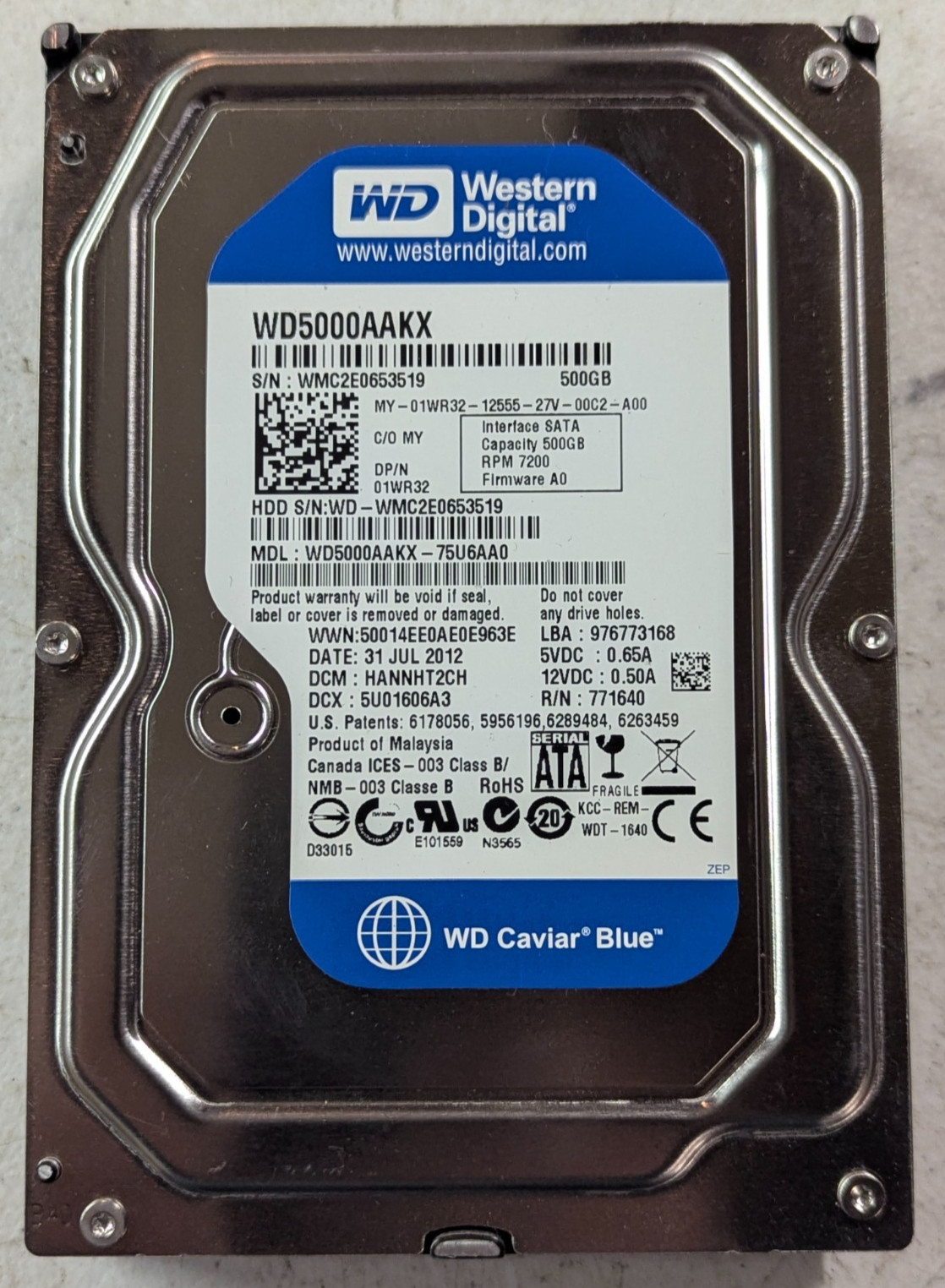 WD Caviar Blue WD5000AAKX 500GB 3.5″ SATA HDD 7200RPM Desktop Hard Drive