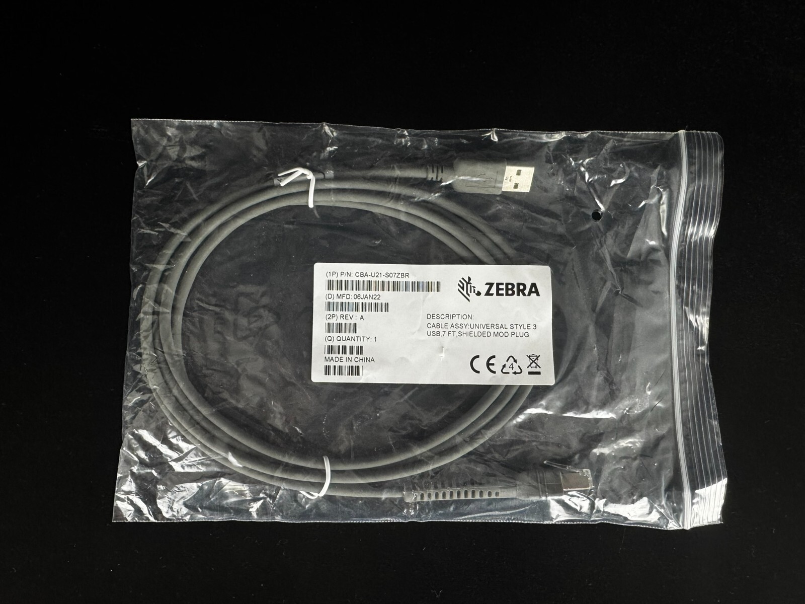 Lot of 10 Zebra 7’ USB Data Transfer Cable CBA-U21-S07ZBR NEW