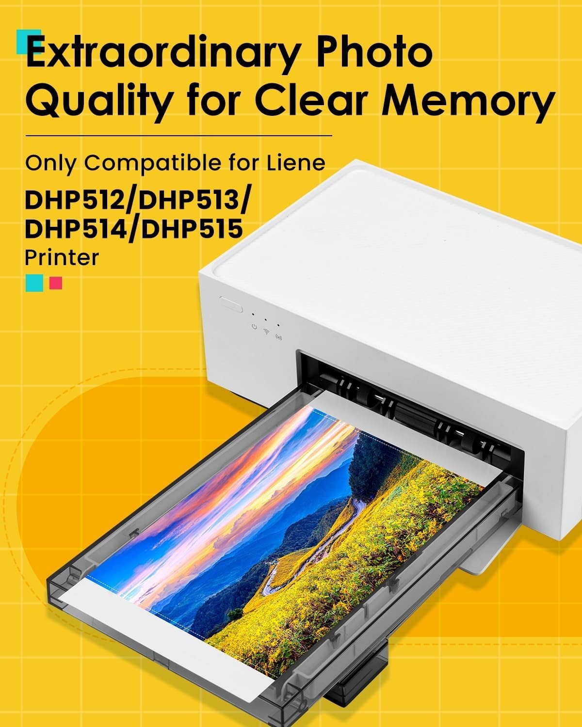 Liene 2 Ink Cartridges 6″ Paper Refill for Liene DHP512/DHP513 Printer 80 Sheets